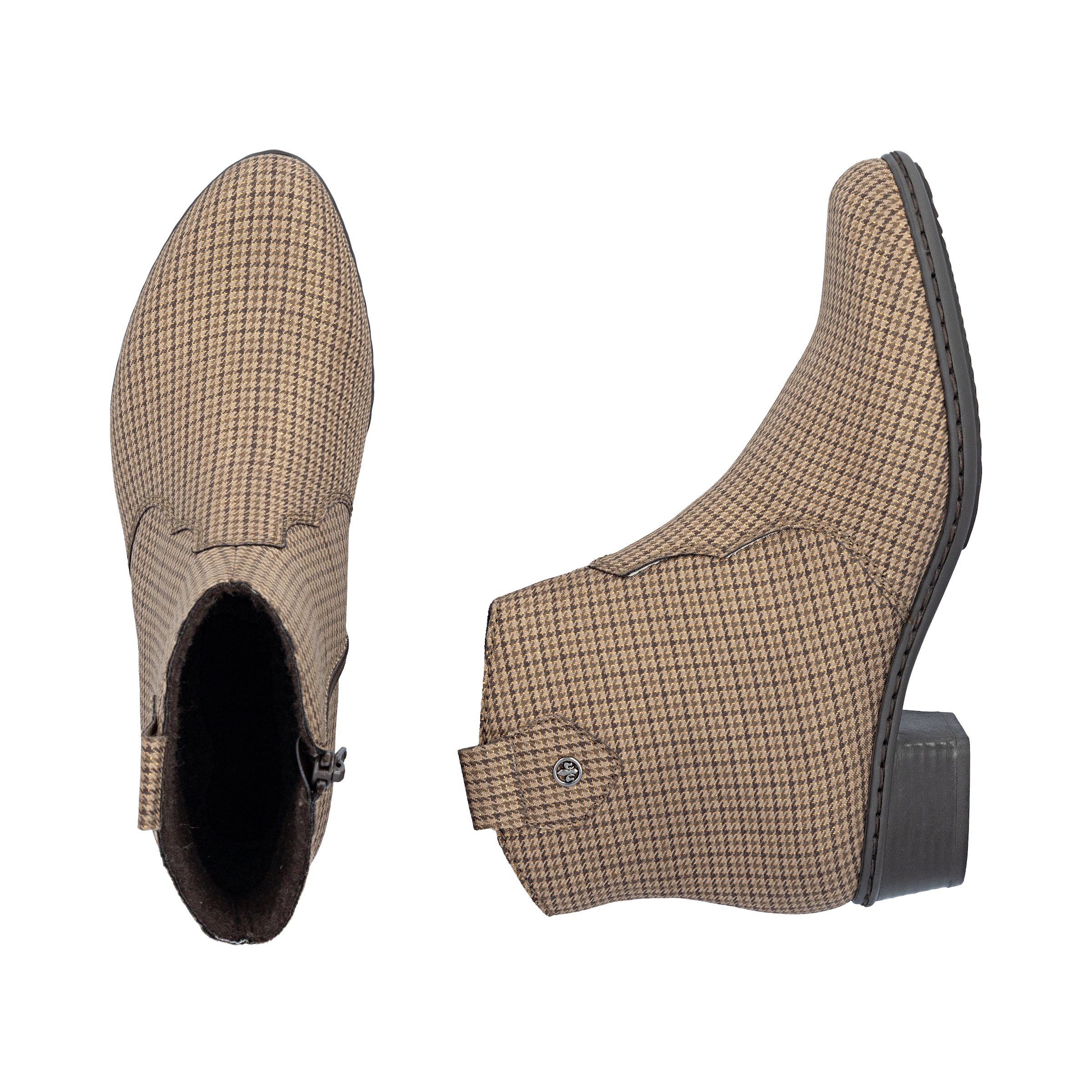 Rieker Stiefelette  in karierter Optik, mit seitlichem Reißverschluss