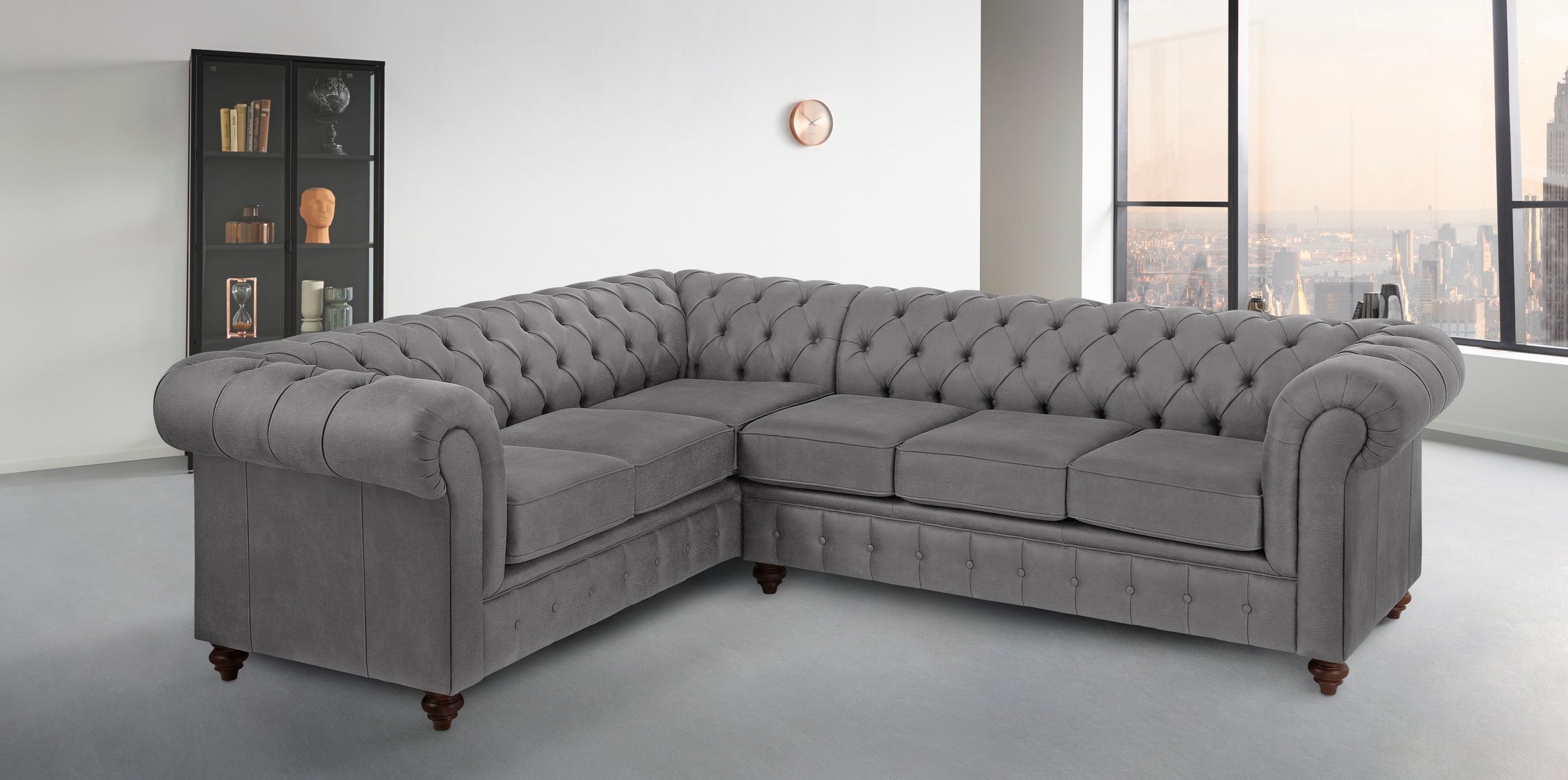 Home affaire Chesterfield-Sofa "Chesterfield Ecksofa, auch in Leder L-Form" günstig online kaufen