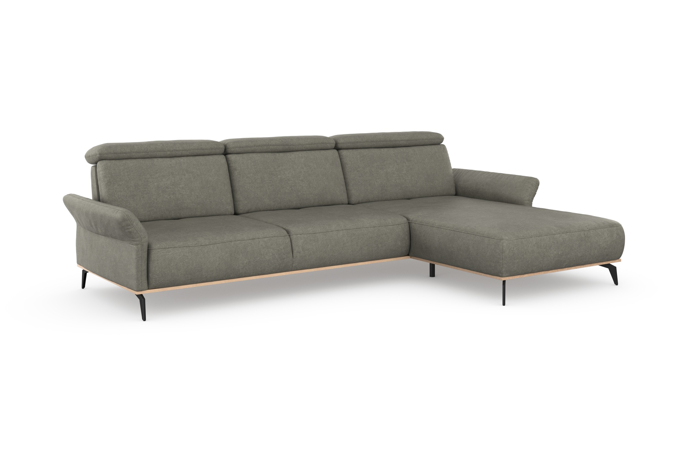 Places of Style Ecksofa »Fjord L-Form«, massiv, wahlweise mit Armlehnfunktion, Kopf- Sitztiefenverstellung