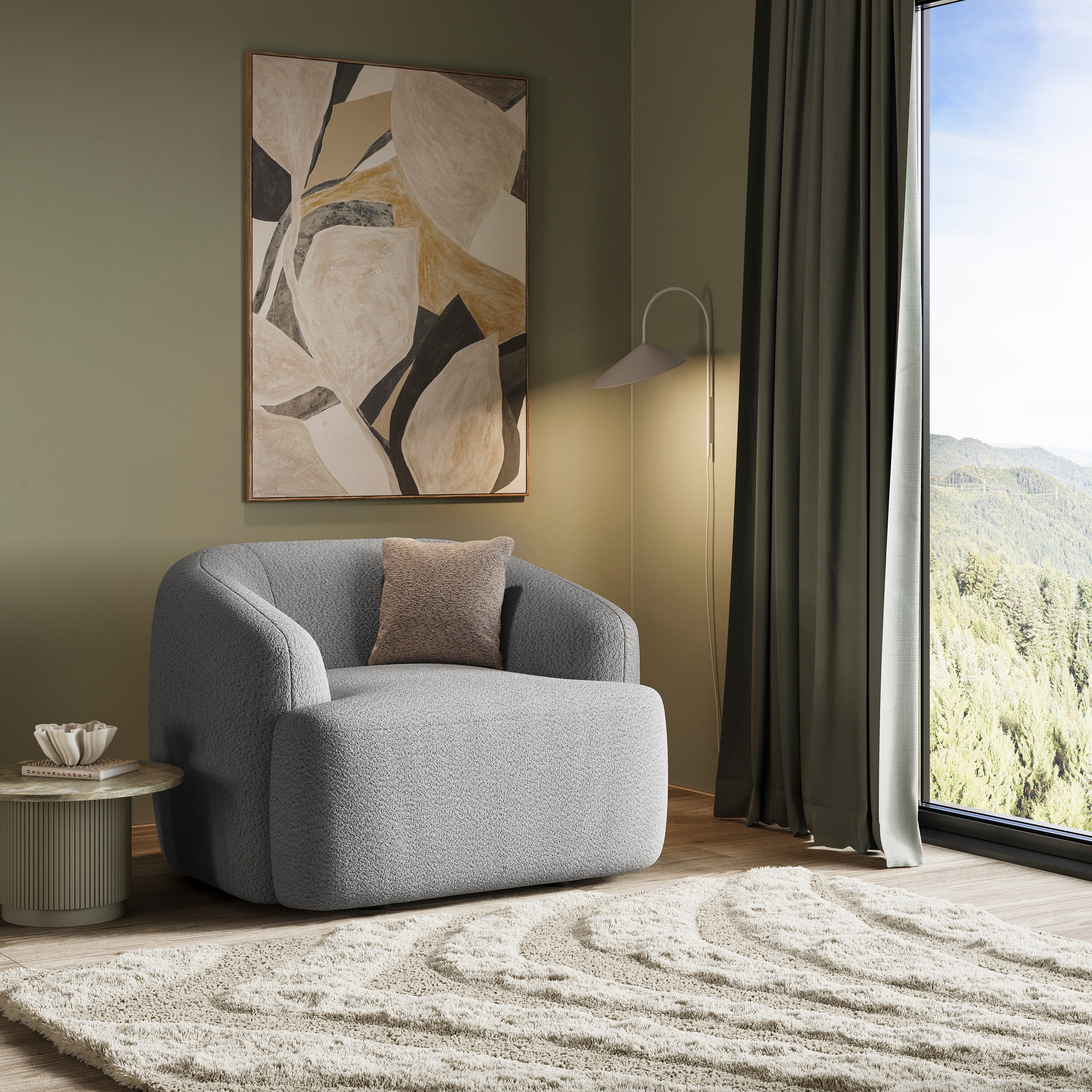 Home affaire Sessel "Nergal, B/T/H, 120/110/81 cm" Großer Sessel mit Wellen günstig online kaufen