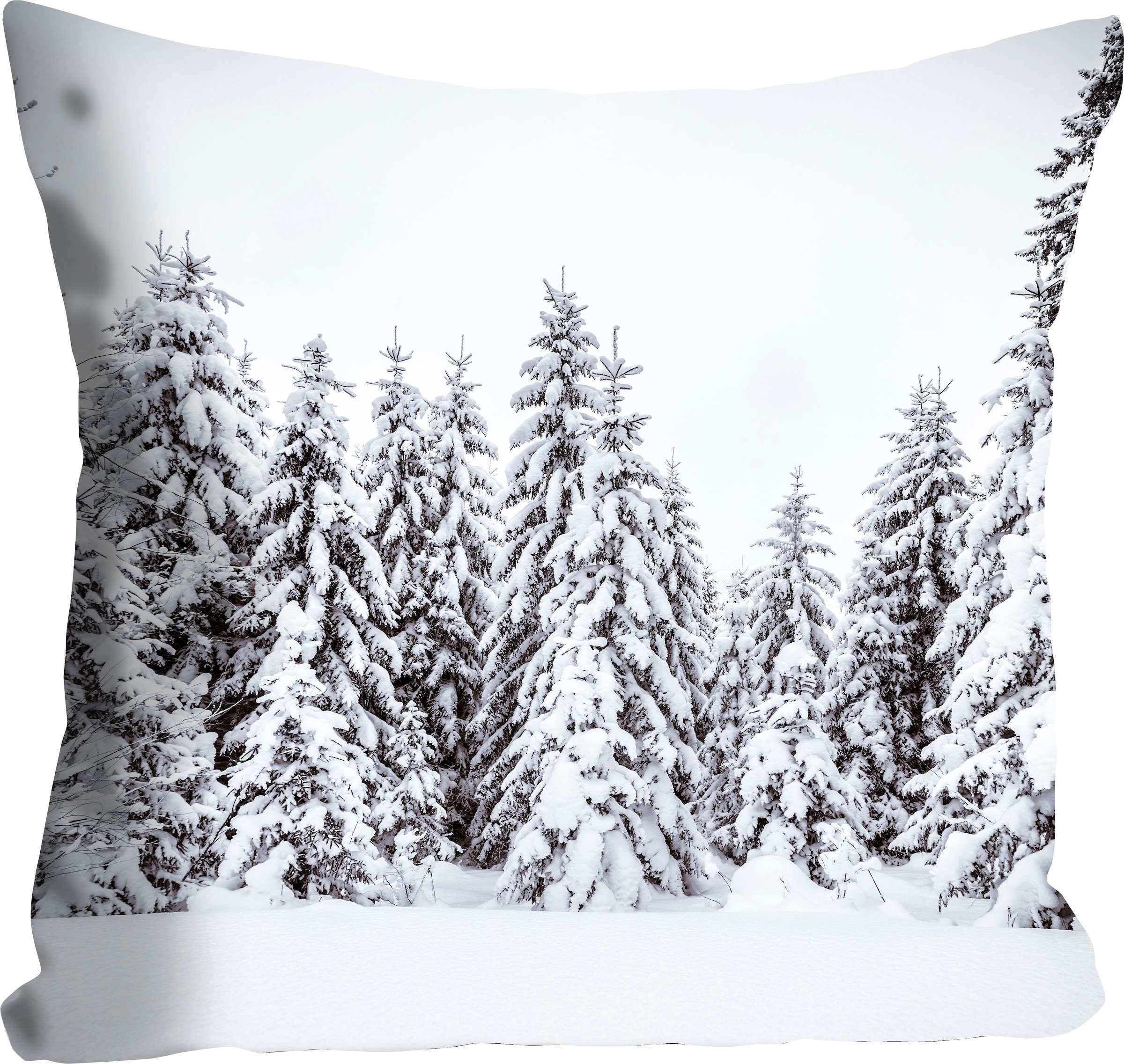 queence Dekokissen »Wood«, Kissenhülle,Wald,Tannen,Winterlich,Weihnachten,Natur,Festlich