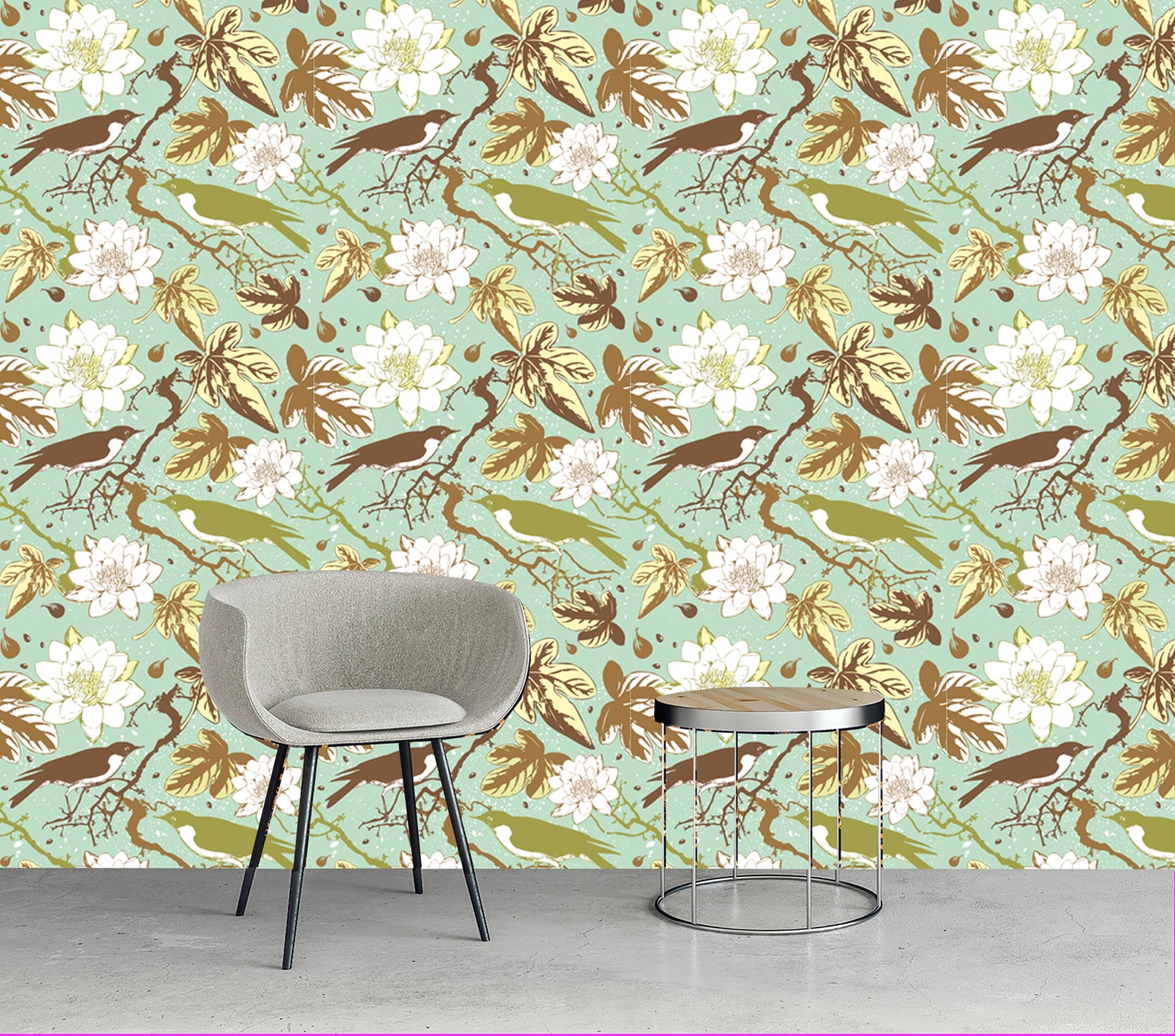 queence Vinyltapete »Fedder«, bedruckt-Motiv-botanisch-floral-gemustert-natürlich, 90x250cm, selbstklebend, kinderleichte Anbringung, Sticker
