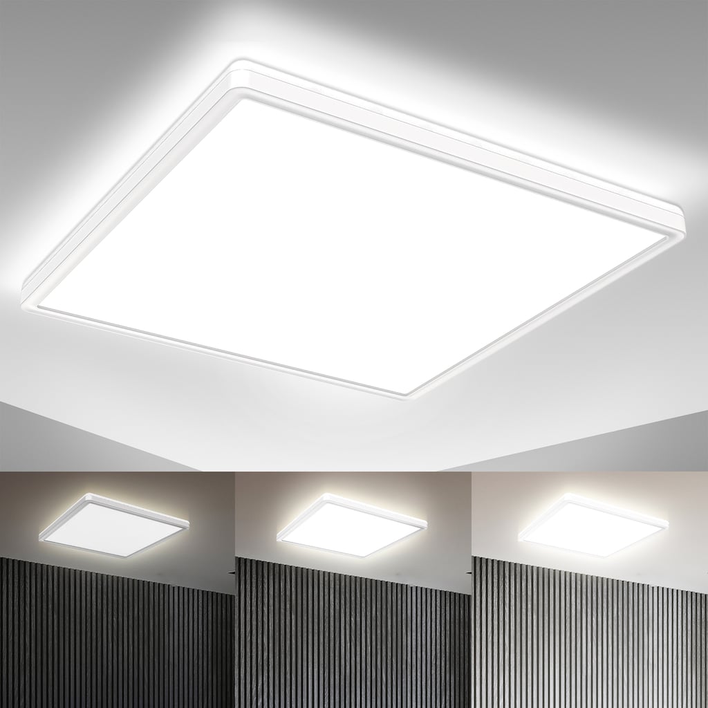 B.K.Licht ultraflaches LED Panel mit LED Backlight, Stufendimmer, inkl. 1 x LED Platine, 22 Watt, 3.000 Lumen, 4.000 Kelvin, inkl. Memoryfunktion, Gr. ca. 42 x 42 cm