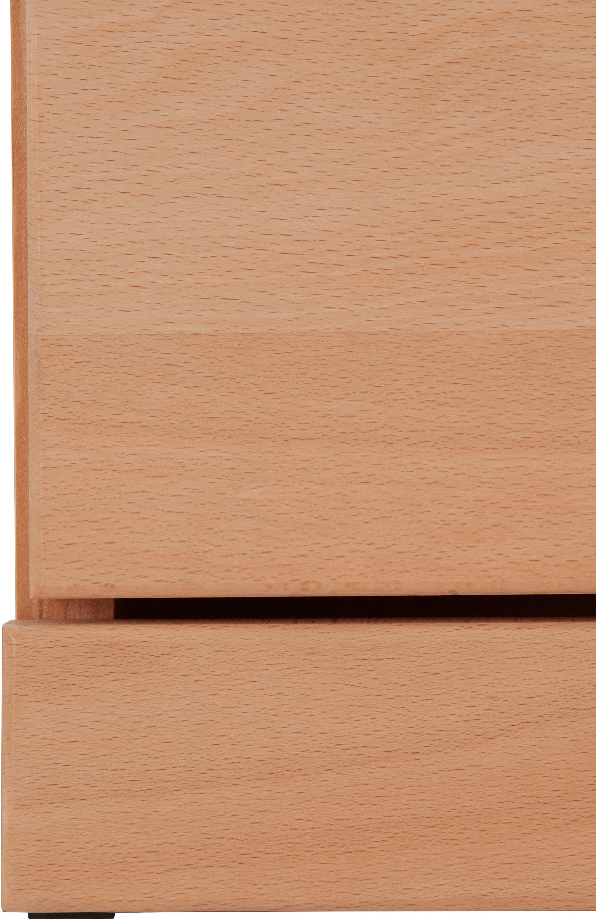 Home affaire Lowboard »Ribe,180cm breit, Fronten Massivholz,6 Fächer,Kabeldurchführung«, Korpus Holzwerkstoff,Glaseinsatz aus gehärtetem Glas,Böden versetzbar