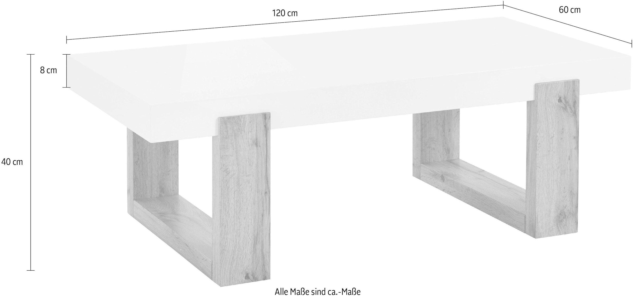 INOSIGN Couchtisch »Solid«, hochglanzfarbener weißer Tischplatte, in zwei unterschiedlichen Größen