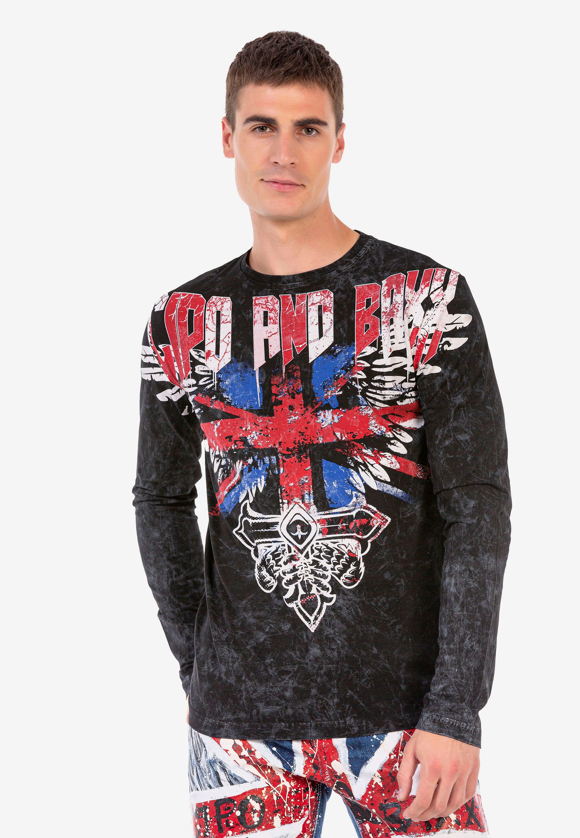 Cipo &amp; Baxx Langarmshirt mit coolem Aufdruck