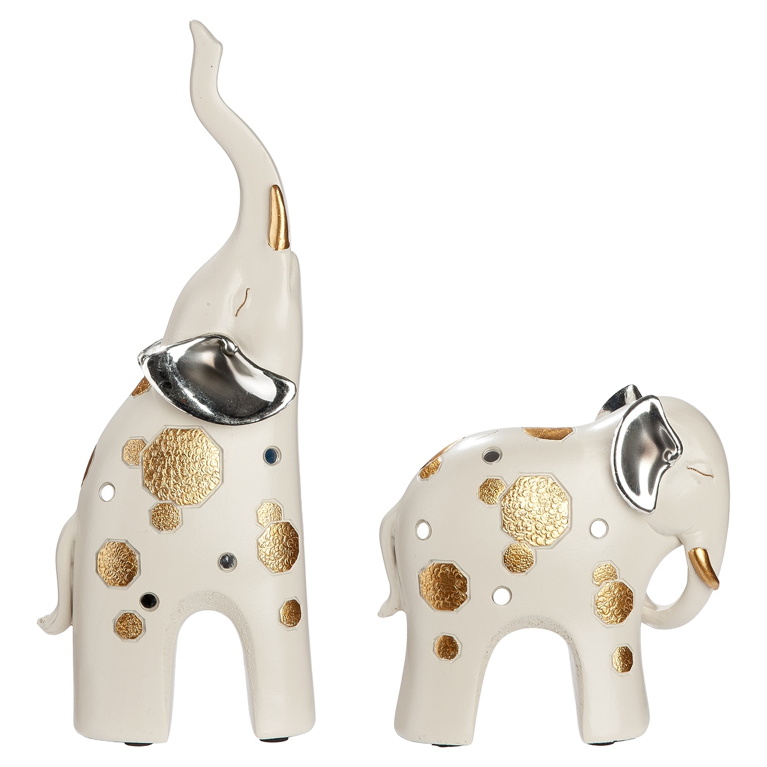 GILDE Skulptur "2tlg. Set Figur Elefant Midas weiß" Tierfigur Glückssymbol Dekoelefant elegantes Design Ethno-Stil
