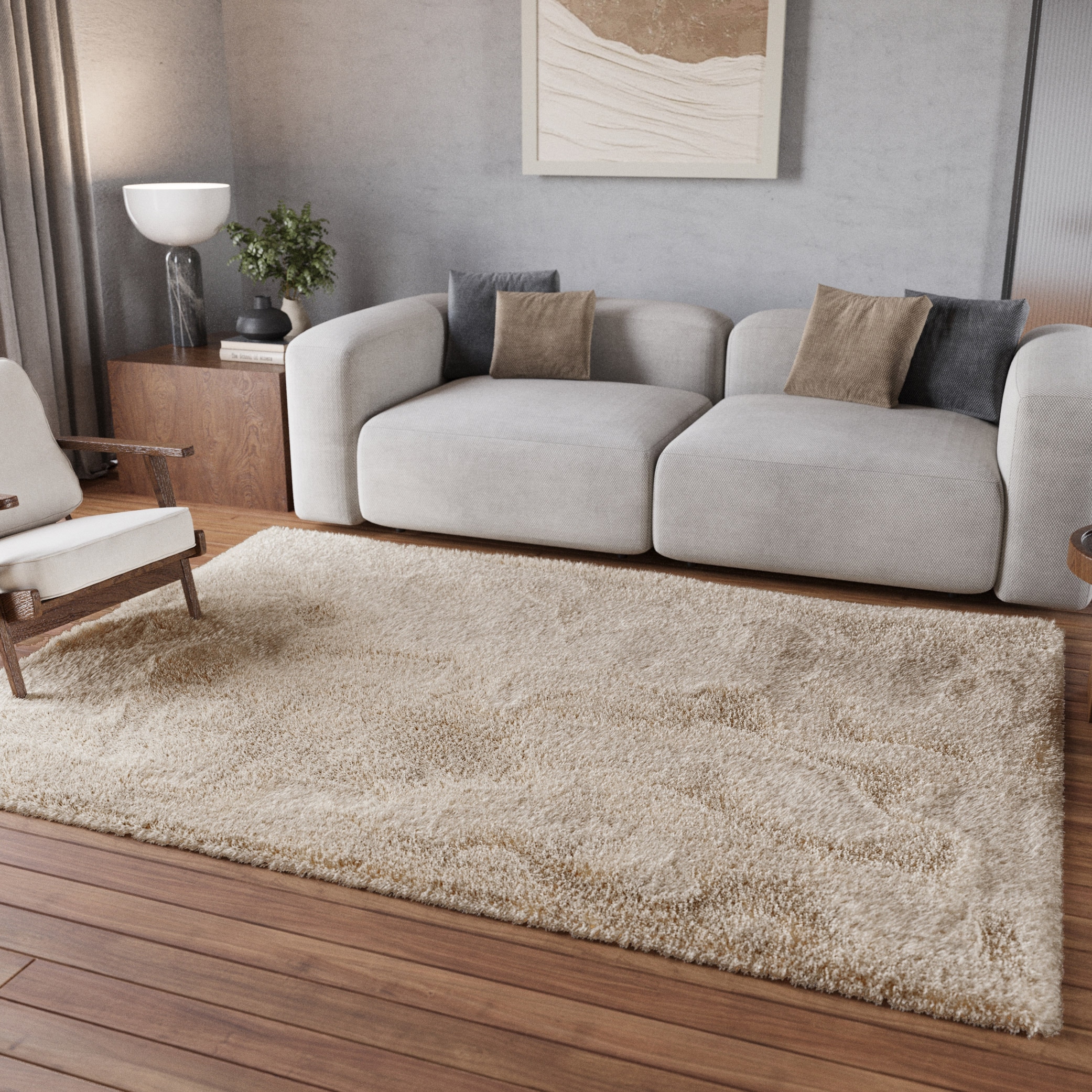 Homie Living Teppich "Parma" quadratisch 50 mm Höhe Hochflor, gewebt, kusch günstig online kaufen