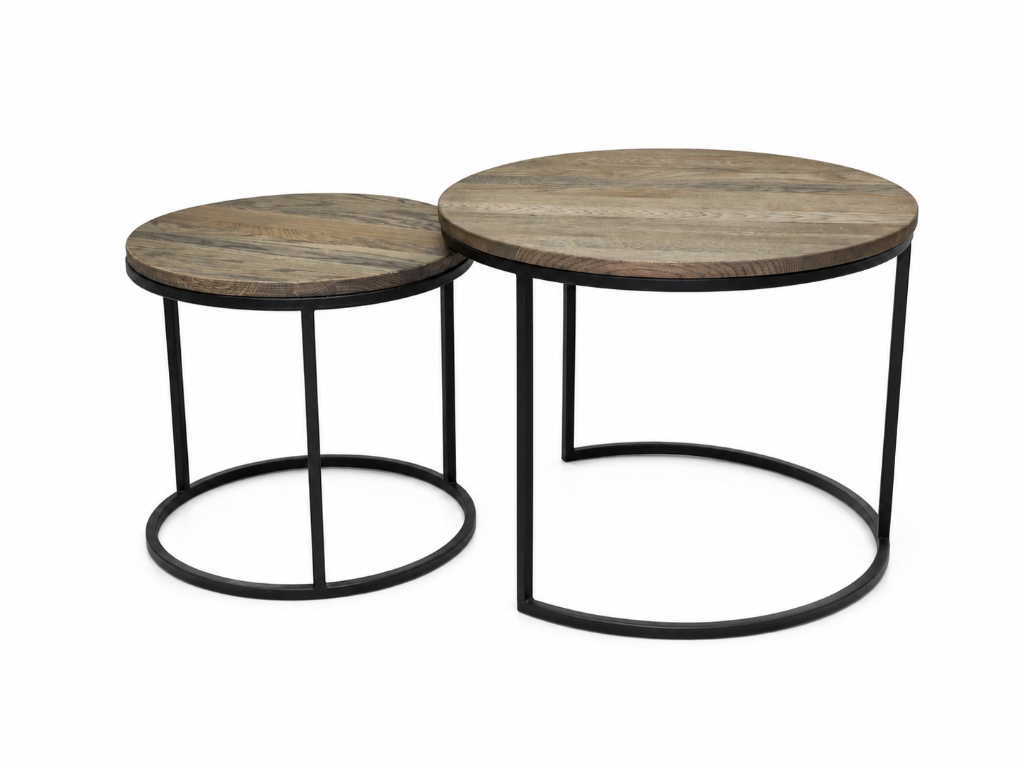 OTTO home Couchtisch »Kiruna, Wohnzimmertisch, Sofatisch, Beistelltisch, Kaffeetisch, rund« Packung,  Wildeiche geölt Natur/Smoke, rund (Ø 60 cm), Metallgestell