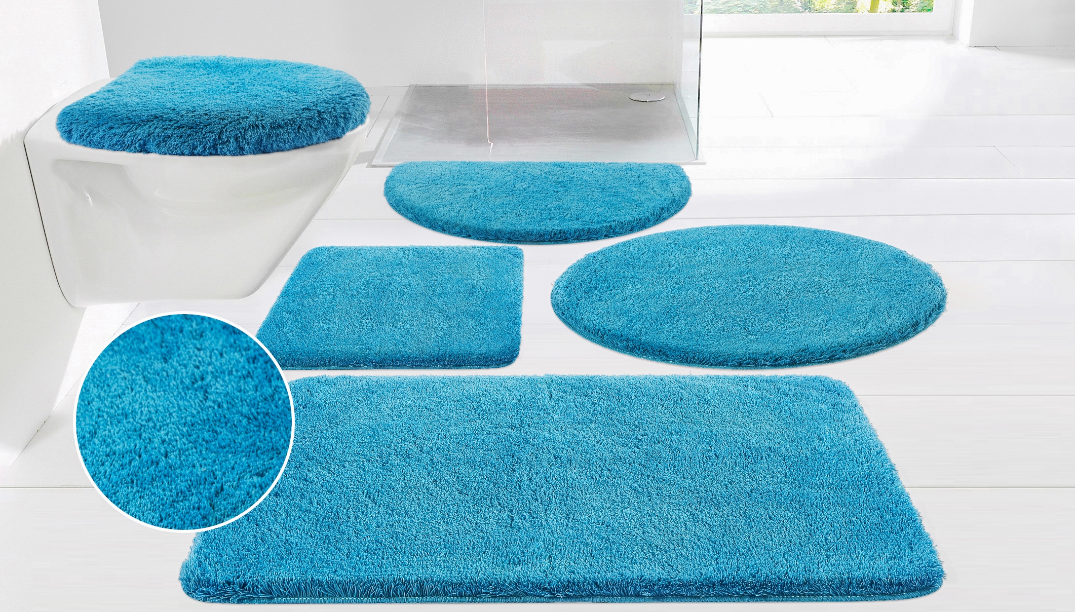 OTTO home Badematte "Merida, Badvorleger, Badezimmer Teppich" Höhe 32 mm rutschhemmend beschichtet fußbodenheizungsgeeignet schnell trocknend strapazierfähig Badteppich, Uni Farben, rechteckig, rund & als 2-tlg. Set erhältlich