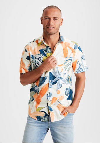 Hawaiihemd, mit mehrfarbigem Palmendruck