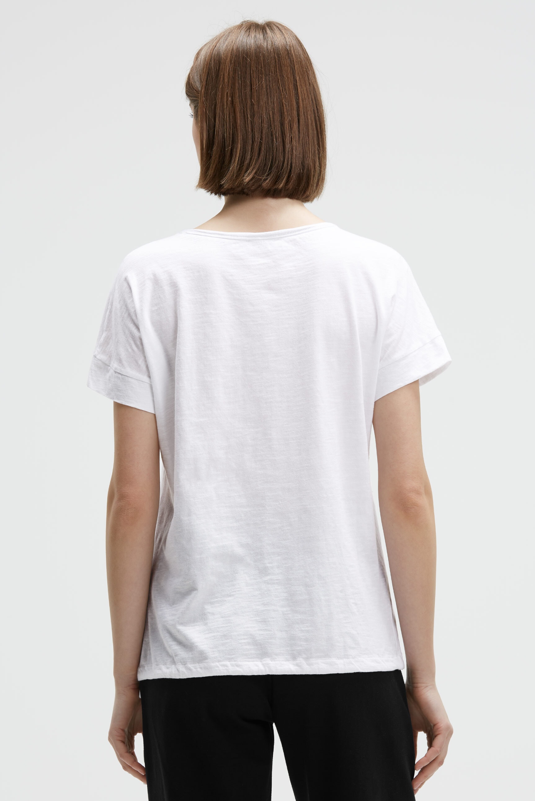 SOCCX Rundhalsshirt mit Bindeband am Saum