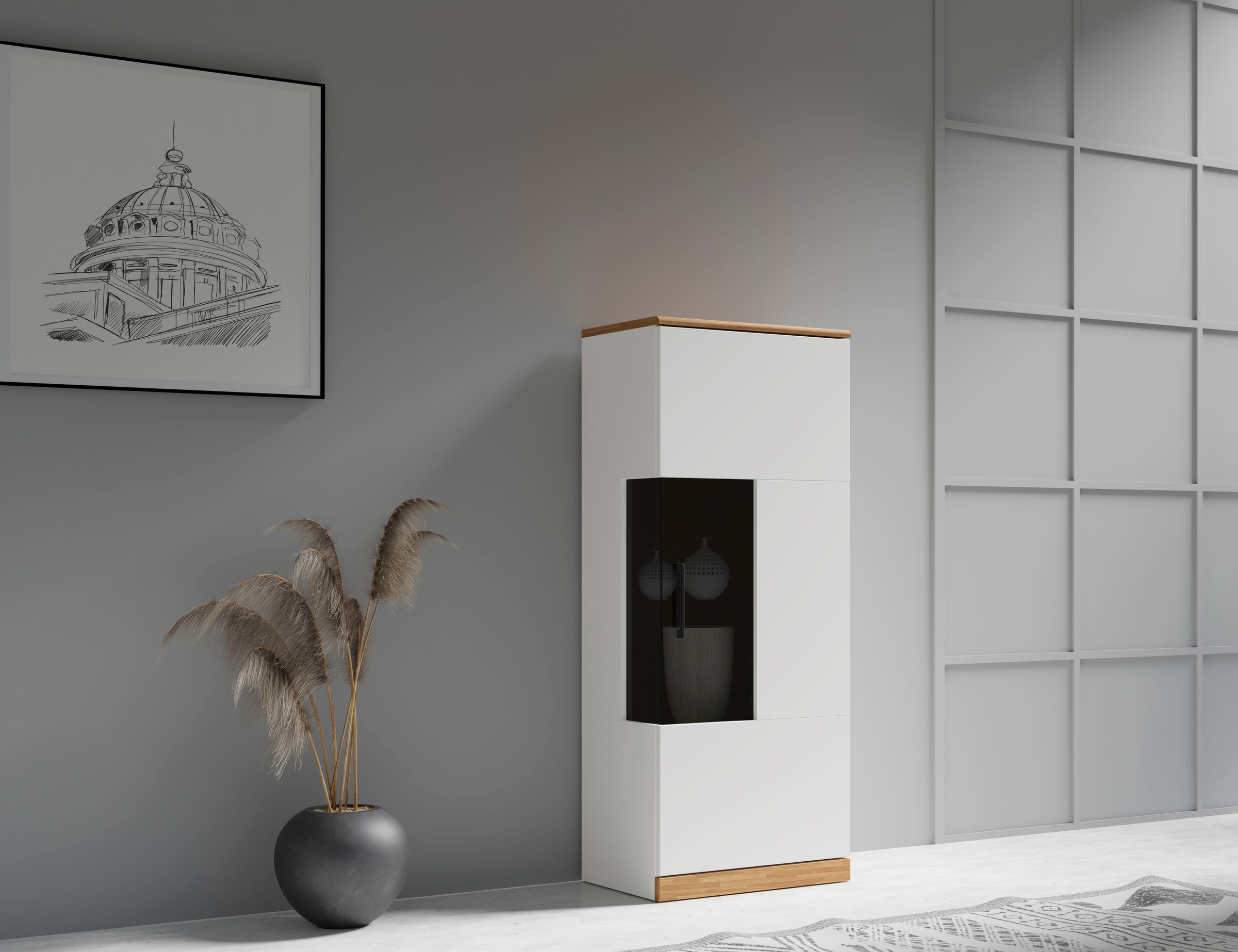 Home affaire Vitrine "Ribe,125cm hoch,4 Fächer,1Glasboden variabel einsetzb günstig online kaufen