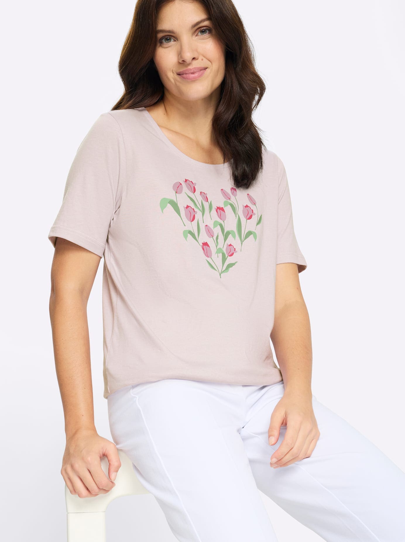 Classic Basics Women's Short Sleeve T-Shirt Light Pink/Fuchsia Size 46 6