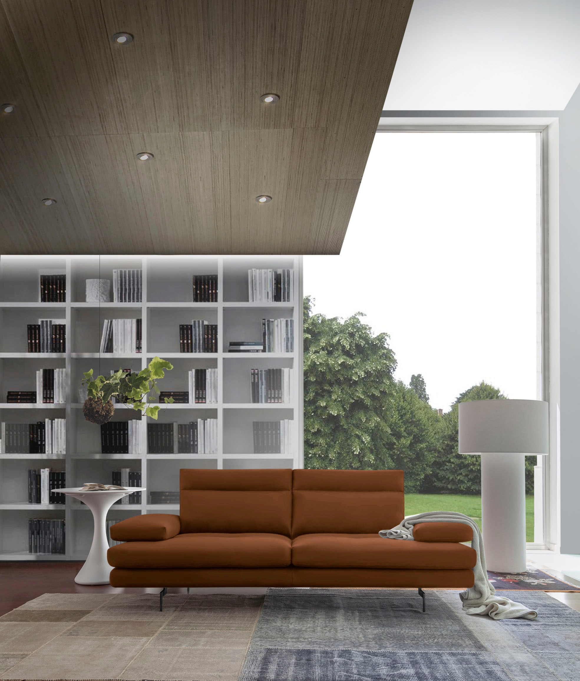 CALIA ITALIA 3-Sitzer "Toby Wing, 208 cm breit, Designsofa, hochwertige Verarbeitungsdetails" inkl. Sitztiefenverstellung und Armteilfunktion, Füße in Schwarz matt
