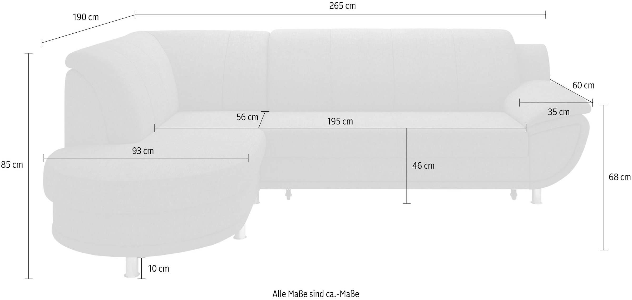 TRENDMANUFAKTUR Ecksofa »Rondo, L-Form«, wahlweise mit Federkern, wahlweise mit Bettfunktion