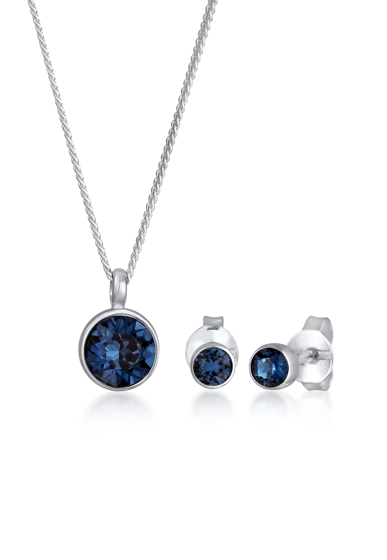 Elli Ohrring und Ketten Set »Schmuckset Kette Stecker Glas Kristalle Weiß 925 Sterling Silber« ()
