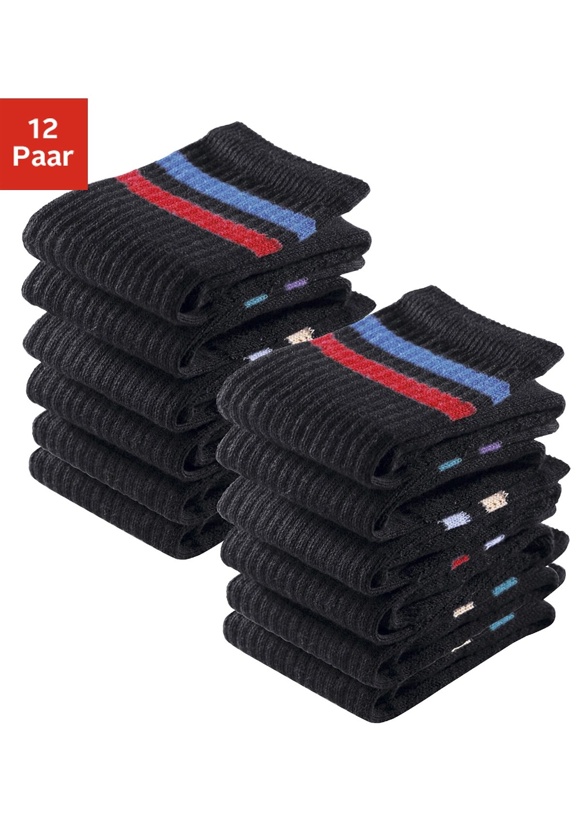 Go in Tennissocken "Damen Herren Kinder Sportsocken mit Ringel aus Atmungsaktive Baumwolle" Packung, 12 Stk. tlg. mit Frottee, Kindersocken, Damensocken, Herrensocken