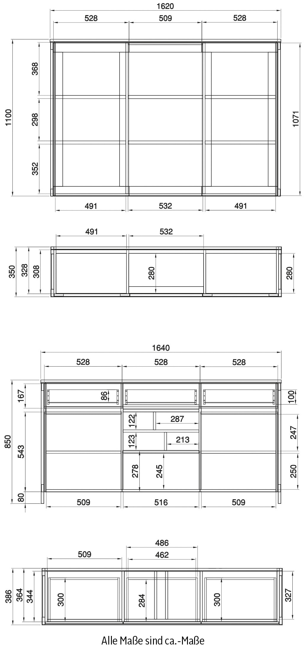 Home affaire Buffet »Stranda, Hochschrank im Scandi-Style, moderner Schrank«, Rahmenoptik, ausreichend Stauraum, vielseitig einsetzbar, 164 cm breit