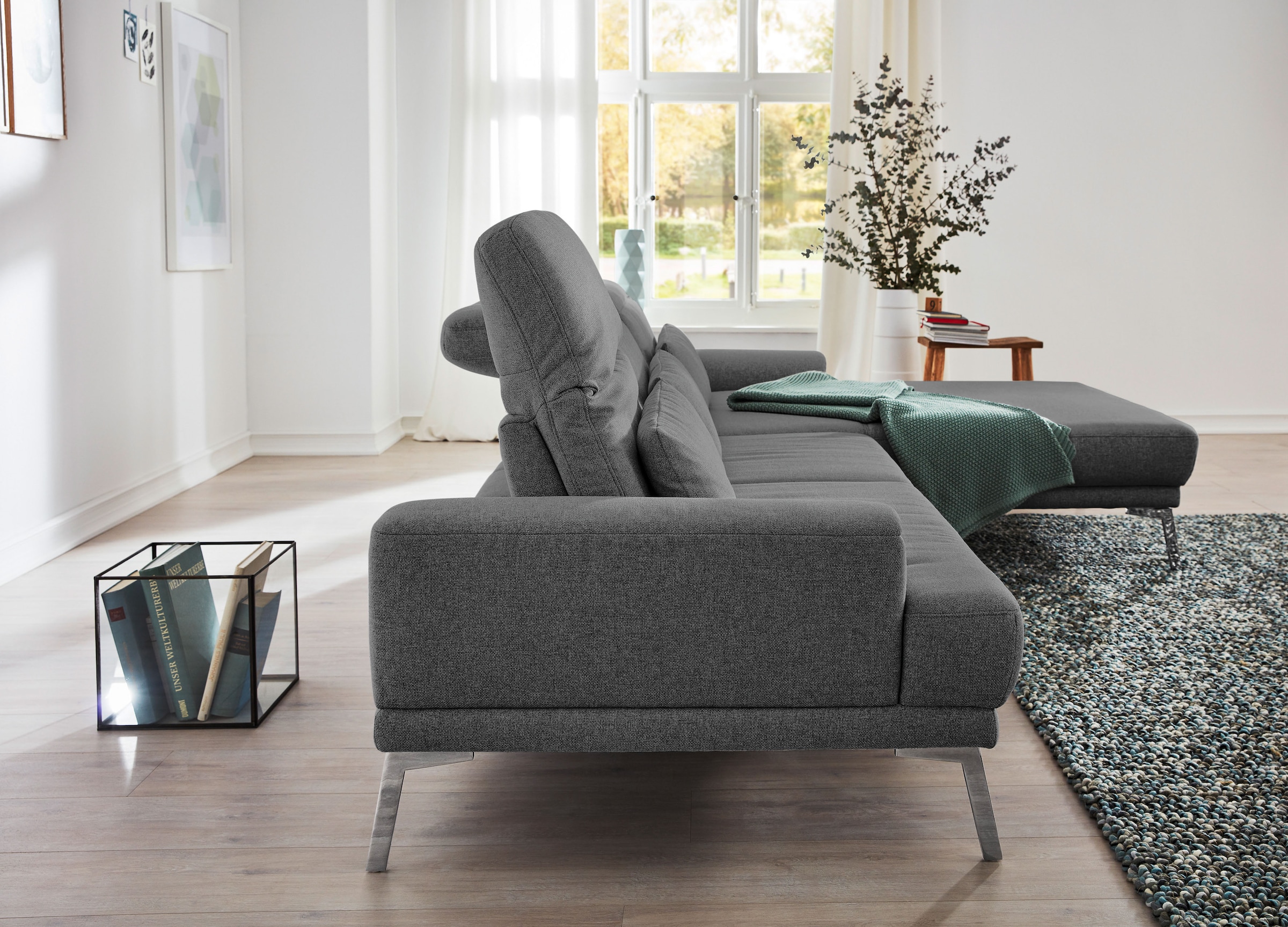 Musterring Ecksofa »MR 4580«, mit Kopf- und Sitztiefenverstellung, Metallfuß chrom, 288 x 193/220cm