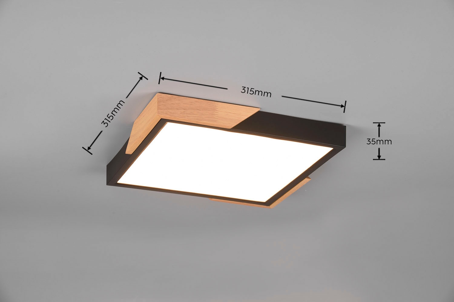 REALITY Leuchten LED Deckenleuchte »Meta«, 1 flammig, Leuchtmittel LED-Board | LED fest integriert, Deckenlampe Holzschirm 31x31cm, 20W/2400Lumen, warmweiß 3000K, dimmbar