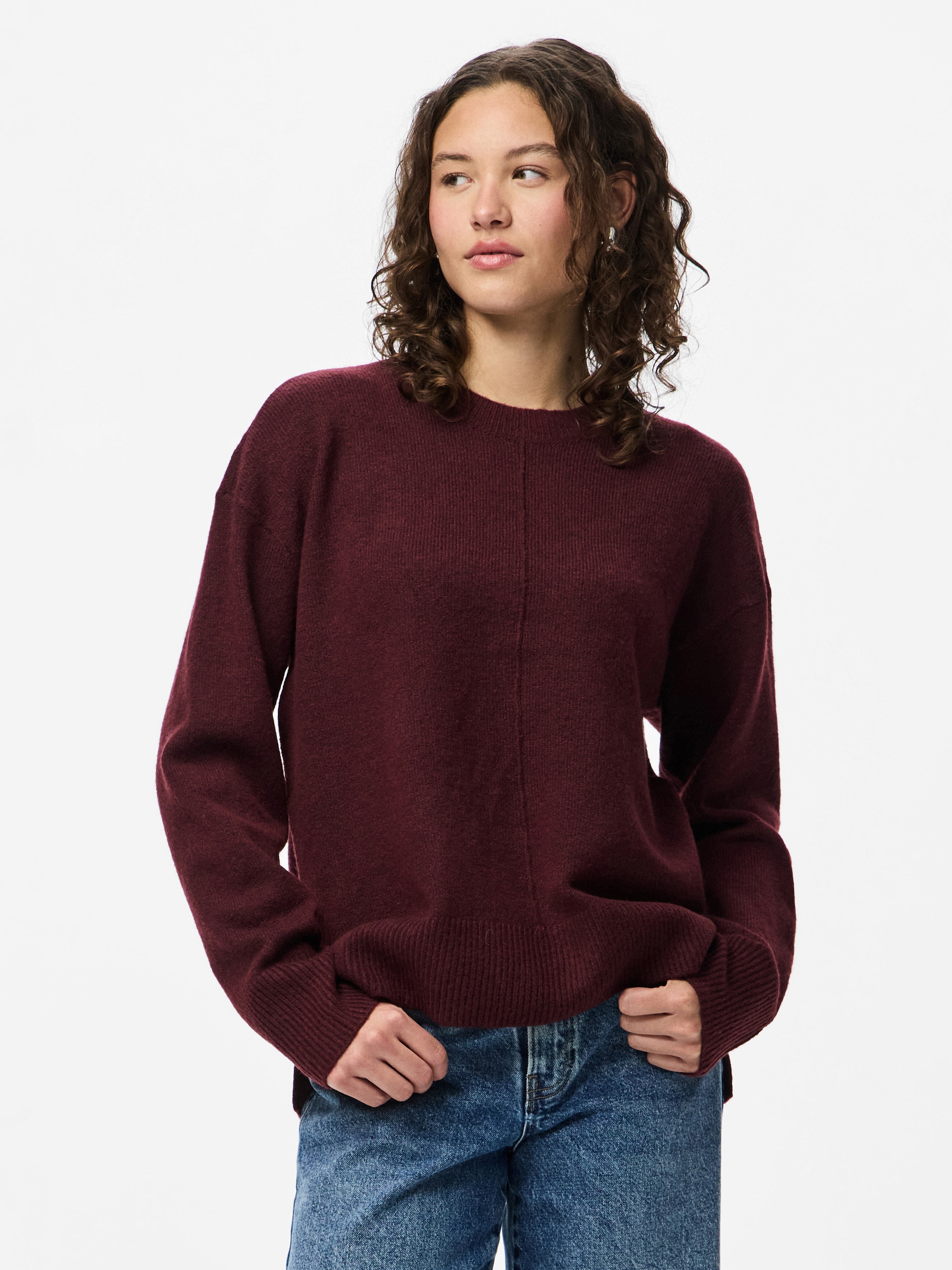 pieces Strickpullover "PCMALOU LS O-NECK CUTLINE KNIT NOOS BC" günstig online kaufen