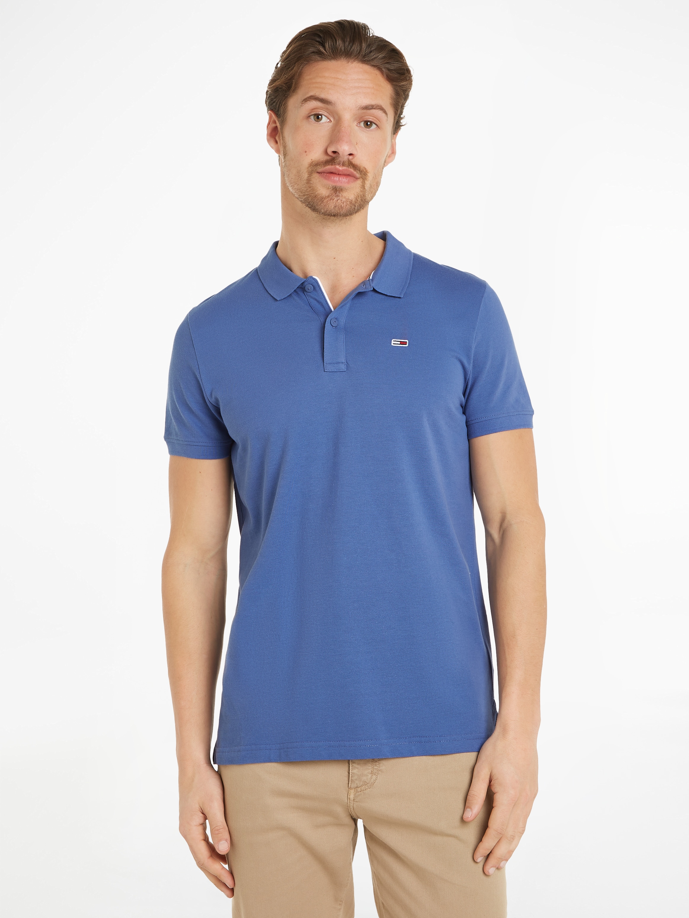 Tommy Jeans Poloshirt "TJM SLIM PLACKET POLO", Piqué mit Polokragen