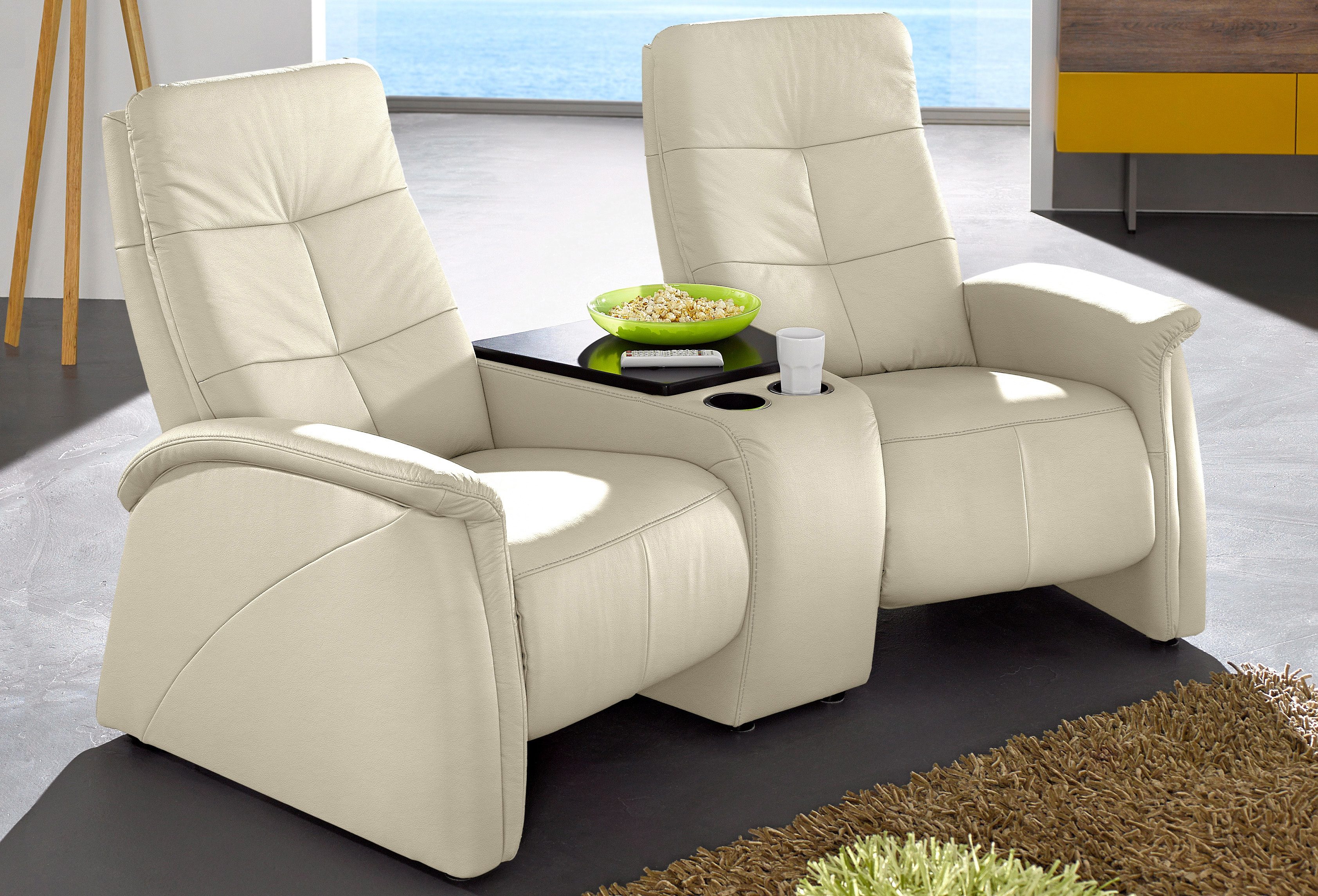 exxpo - sofa fashion 2-Sitzer "Tivoli, Kinosofa, bequem," mit Relaxfunktion, integrierter Tischablage und Stauraumfach