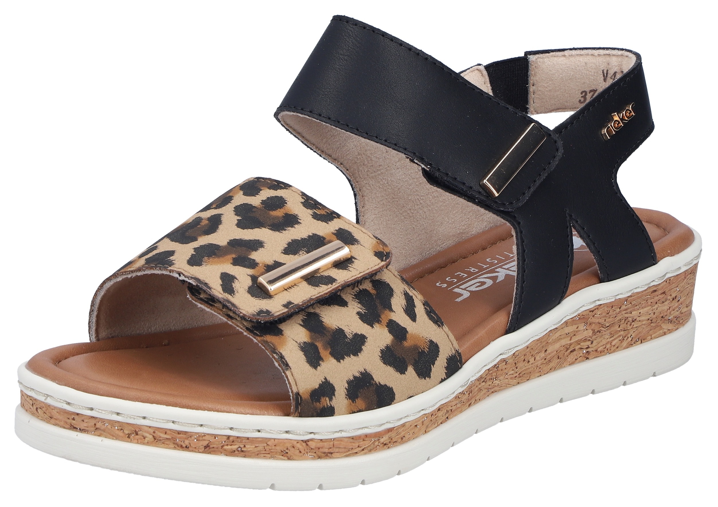 Rieker Sandale Sommerschuh, Keilsandalette, Plateausandale mit Klett