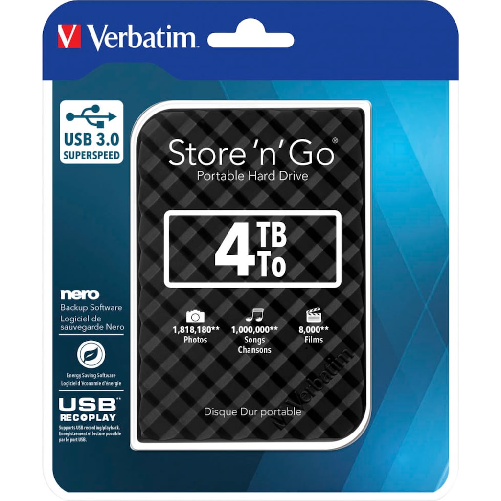 Verbatim externe HDD-Festplatte »Store 'n' Go USB 3.0«, 2,5 Zoll, Anschluss USB 3.0