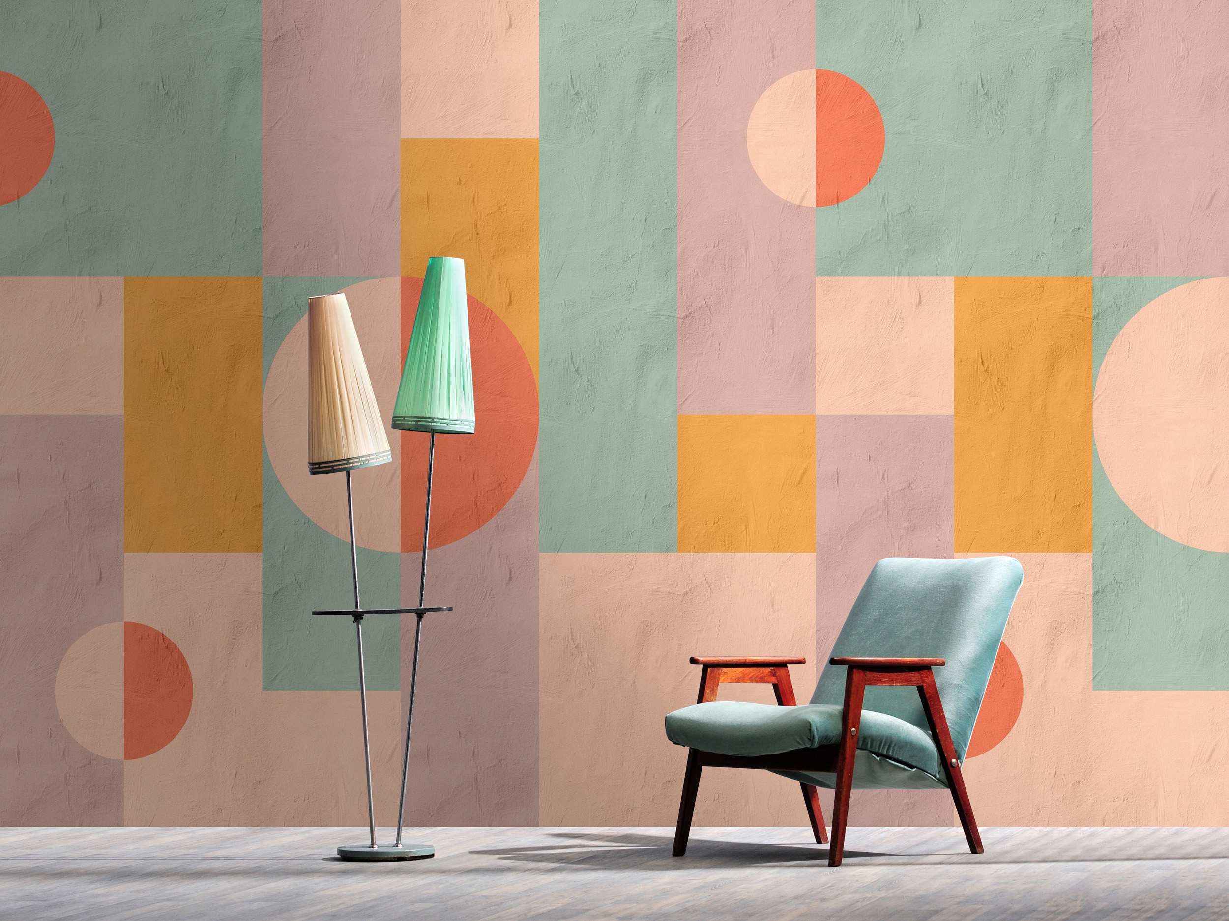 living walls Vliestapete "Geometrische Retro-Tapete Moderne Mustertapete" matt glatt