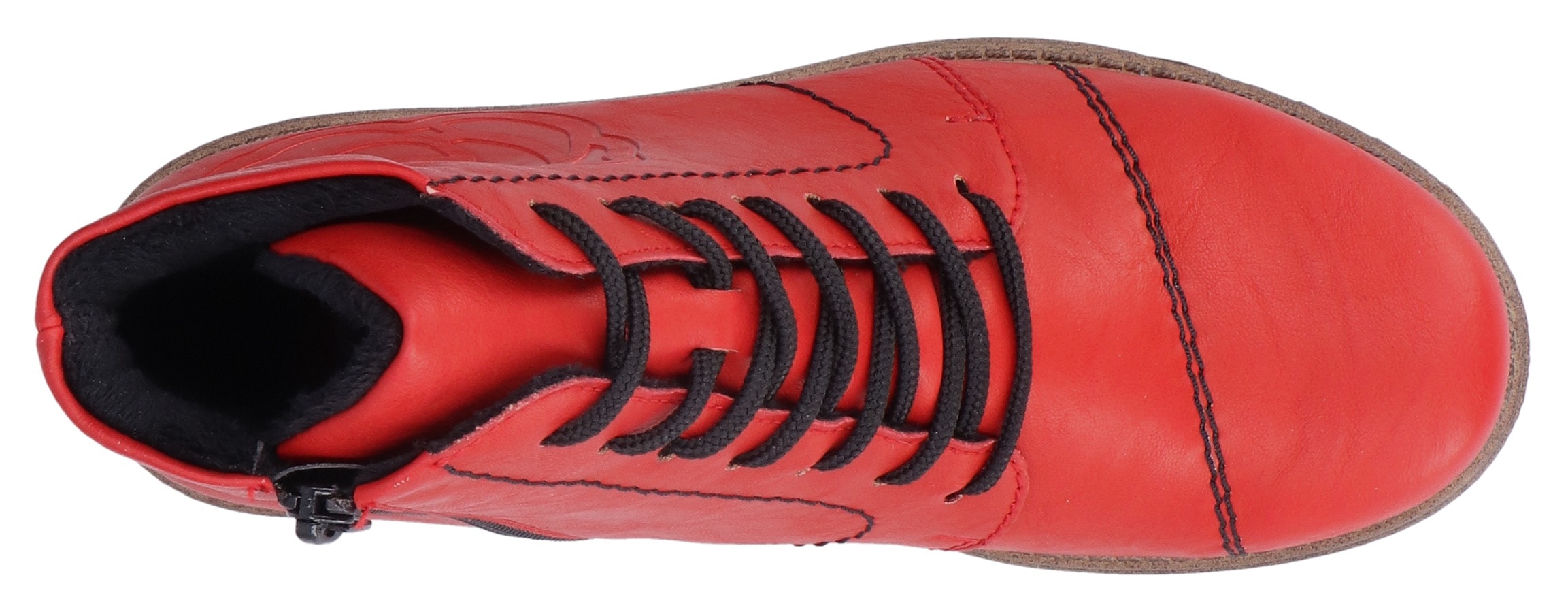 Rieker Schnürstiefelette, Schnürboots, Reißverschluss-Stiefelette, Blockabsatz, Rosenmuster