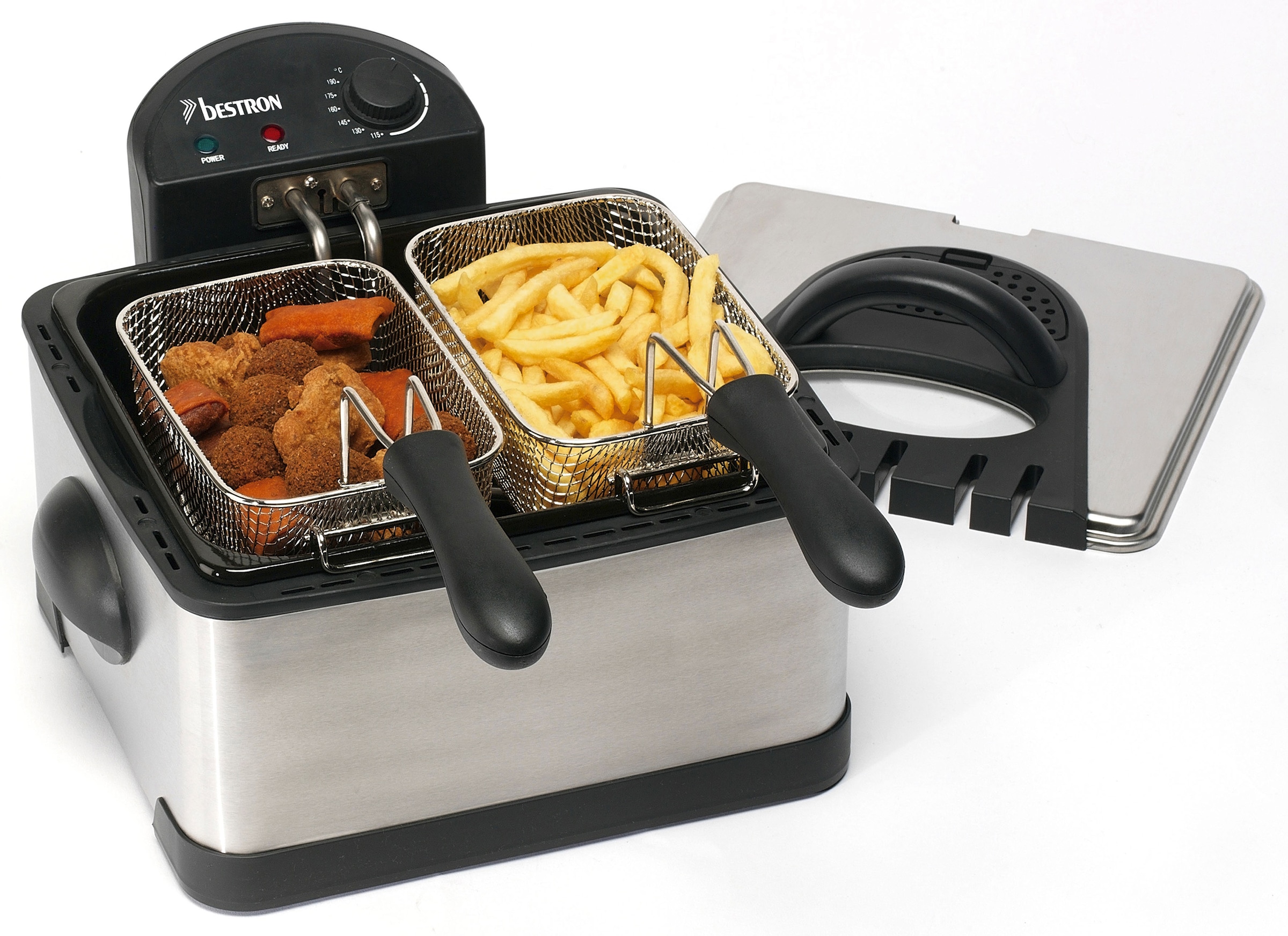 bestron Fritteuse »DF402B Cool Zone«, 2000 W, Fassungsvermögen 1x ca. 1,5 kg/2x ca. 0,75 kg, 3 Frittierkörbe, 4 l