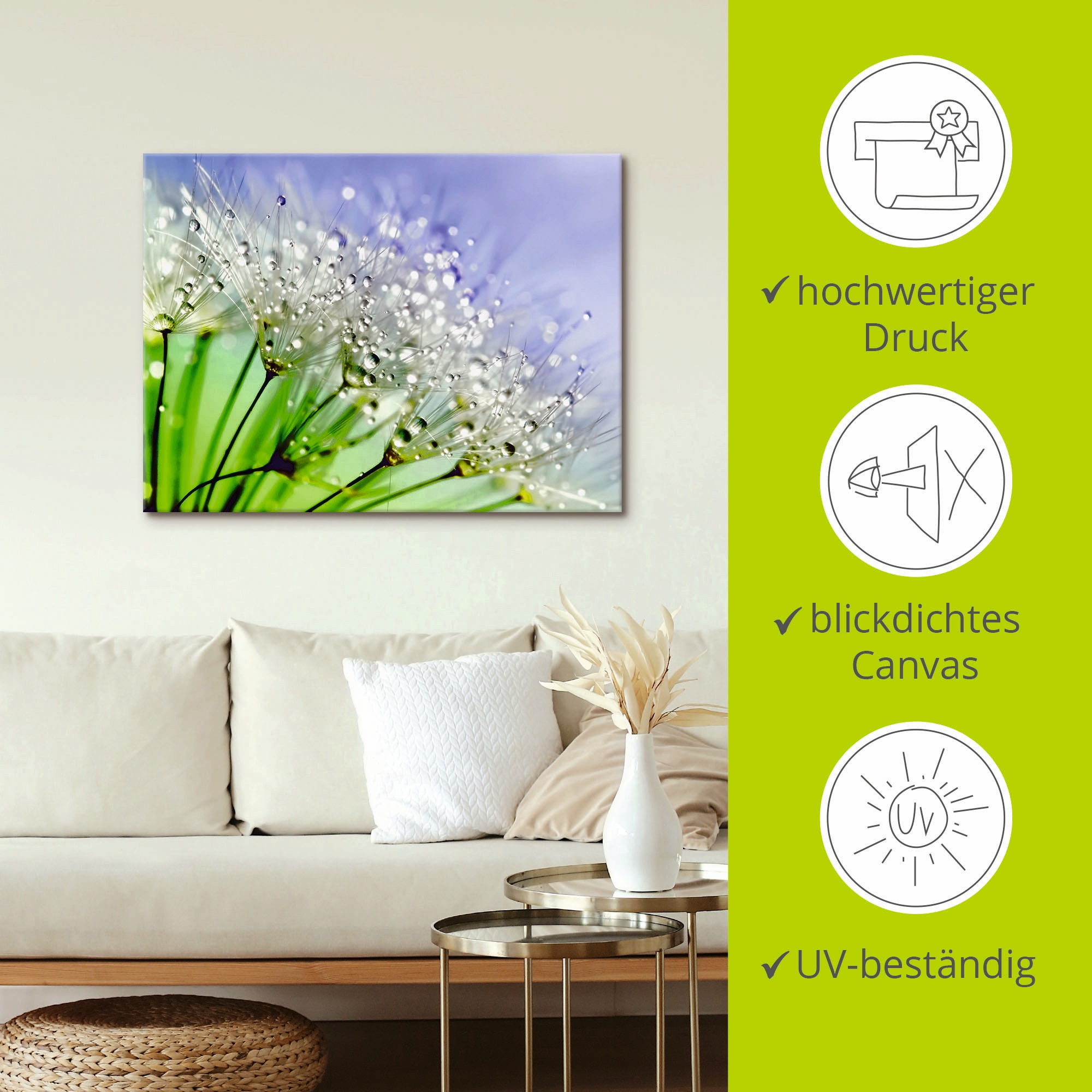 Artland Wandbild »Glitzernde Pusteblume III«, Blumen, (1 St.), als Leinwandbild, Poster, Wandaufkleber in verschied. Größen
