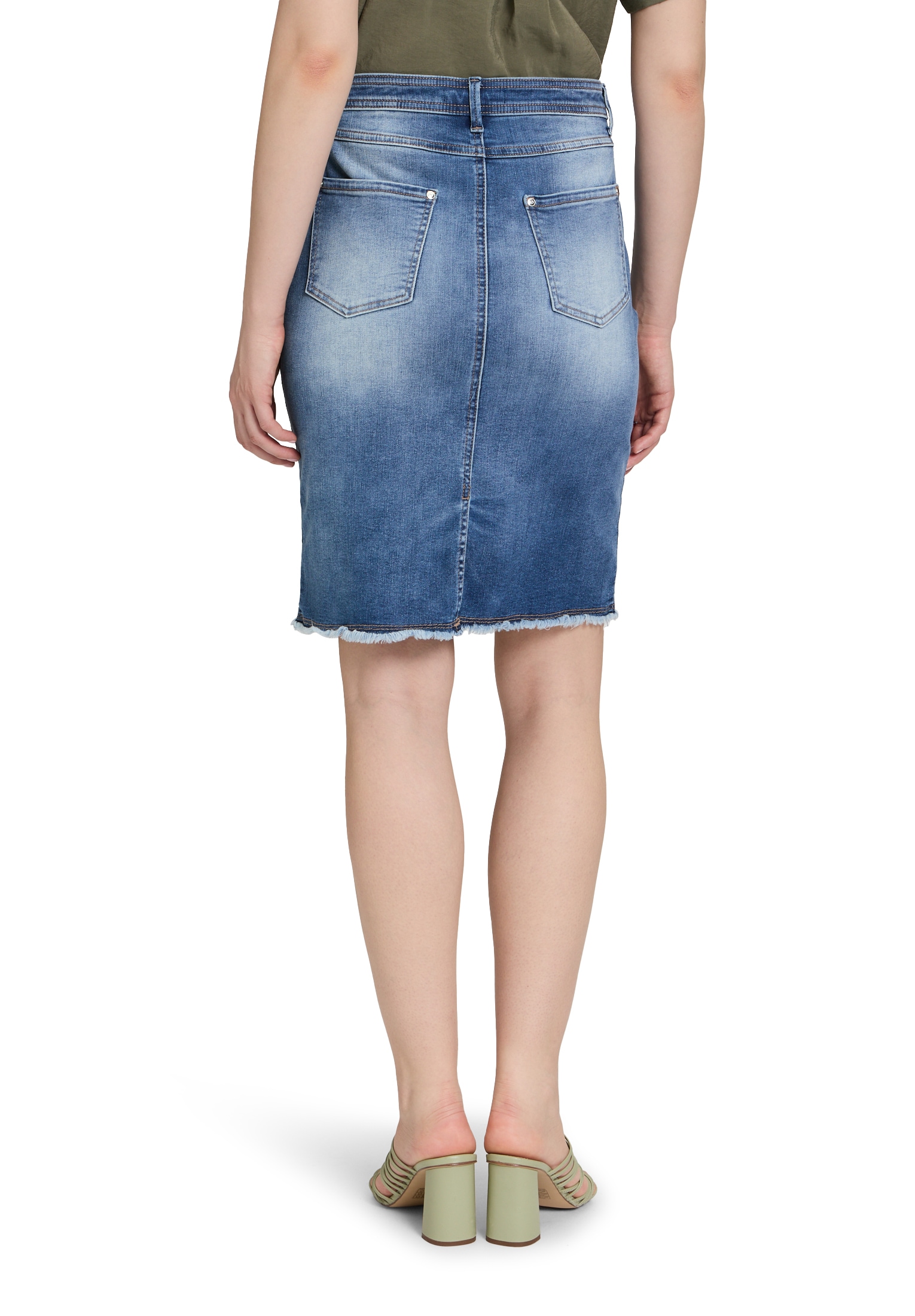 Betty Barclay Minirock »Betty Barclay Jeansrock mit Fransen«, Used-Waschung