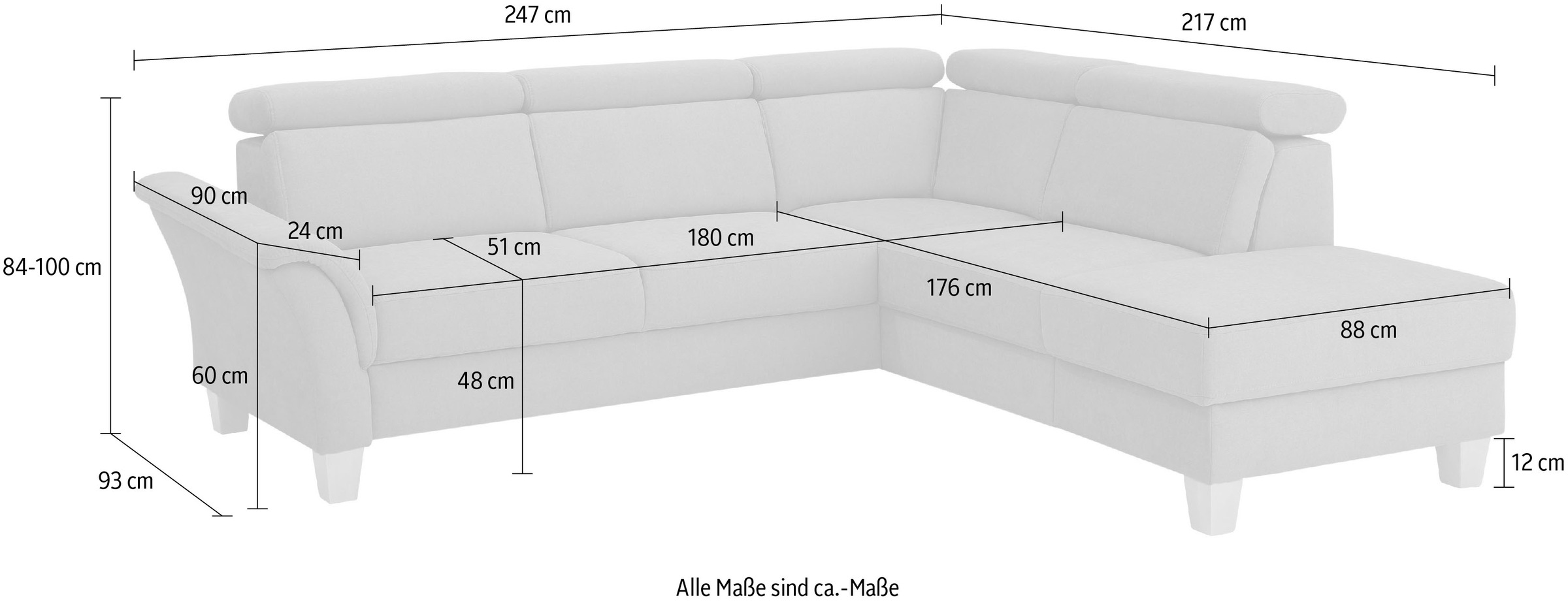 Home affaire Ecksofa »Conville L-Form«, Federkern, wahlweise mit Bettfunktion und Bettkasten bzw. Stauraum
