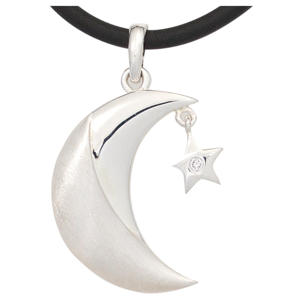 JOBO Kettenanhänger »Anhänger Mond« 925 Silber mit Zirkonia
