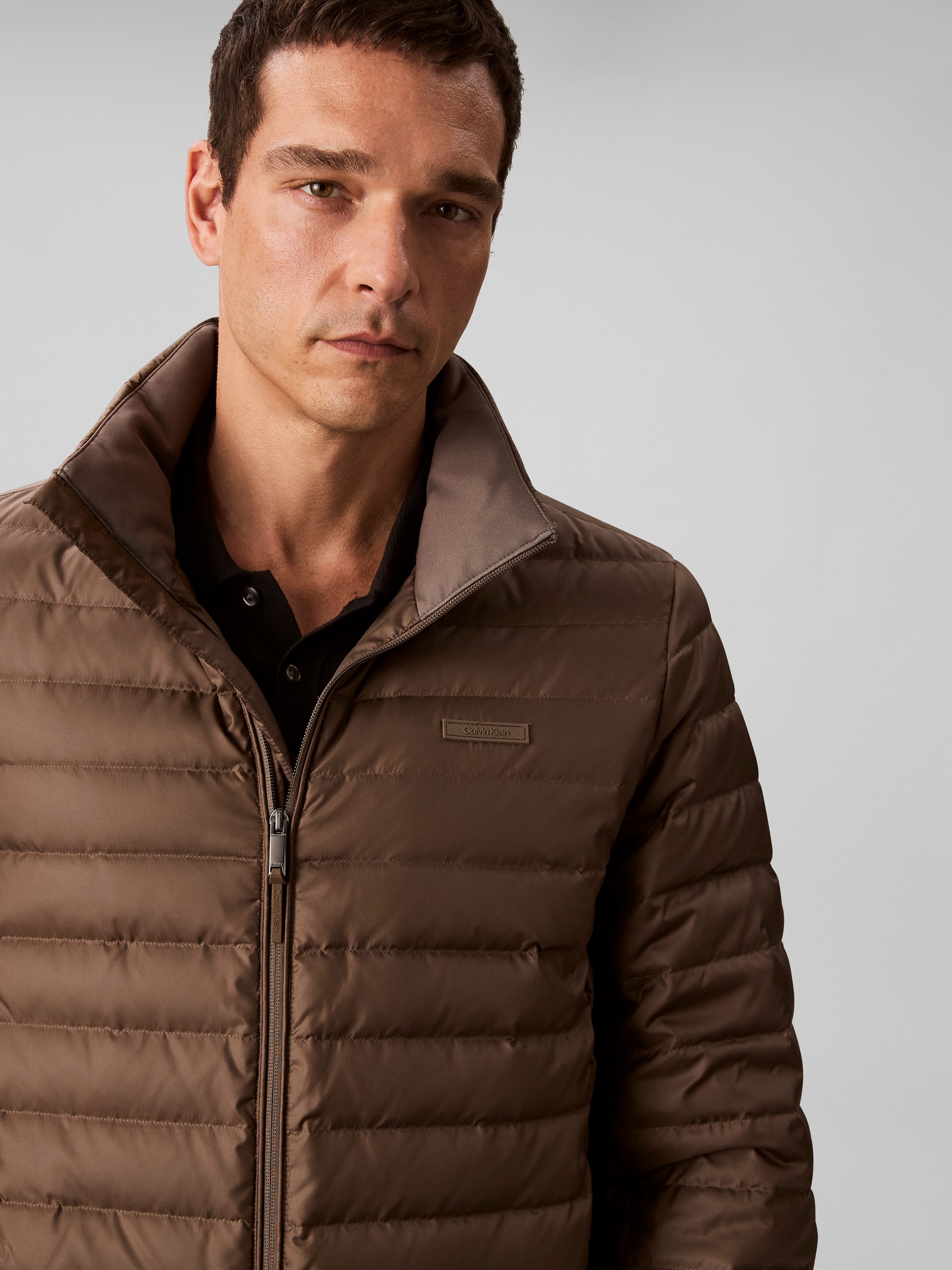 Calvin Klein Steppjacke »LS LT WT NYLN CHNNLD« ohne Kapuze Mit Rundhalsausschnitt