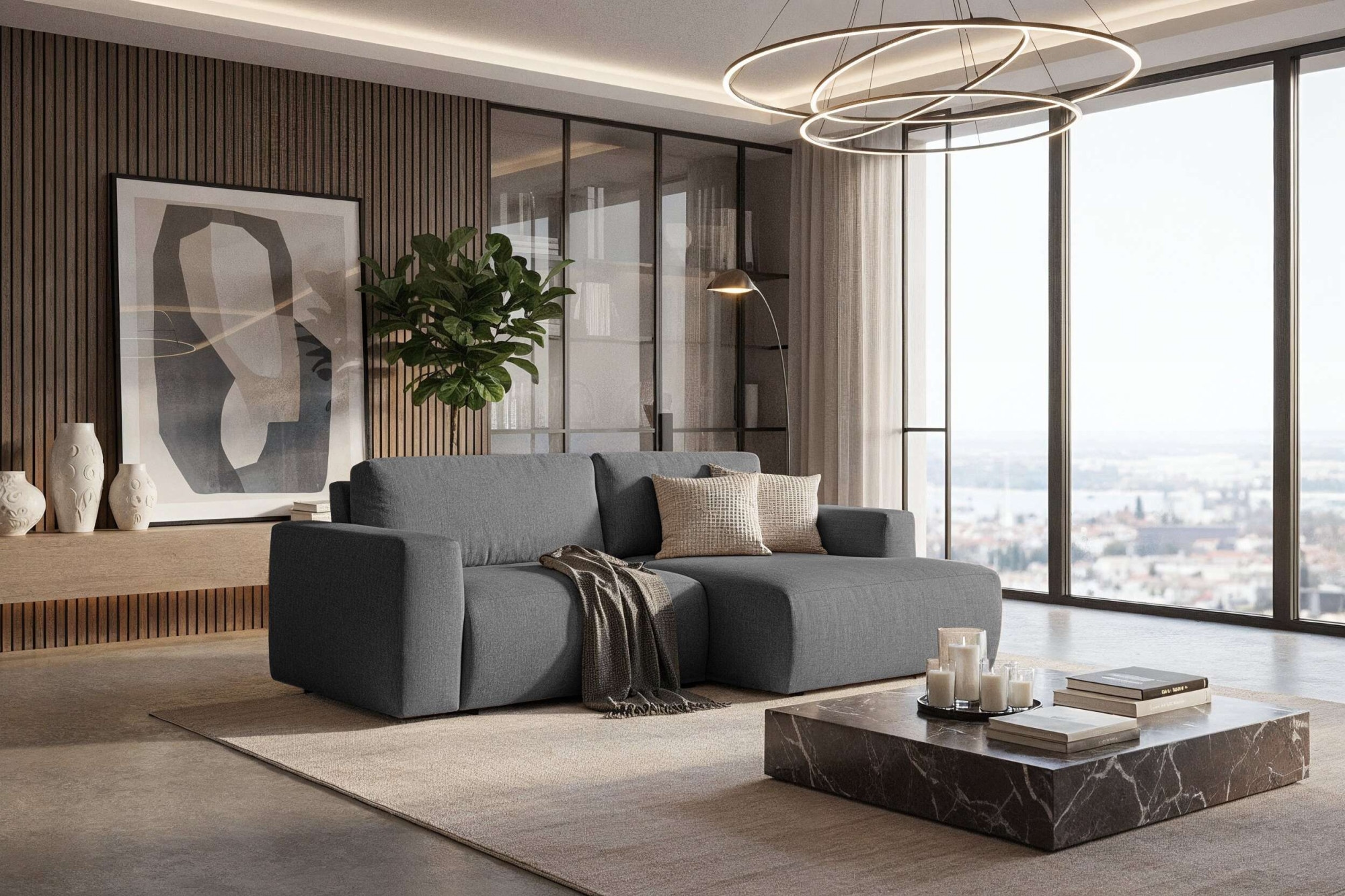 Home affaire Schlafsofa "Noord Schlafecksofa, Breite 250 cm" Cord, Struktur, Webstoff, mit Wellenunterfederung, Massivholzrahmen