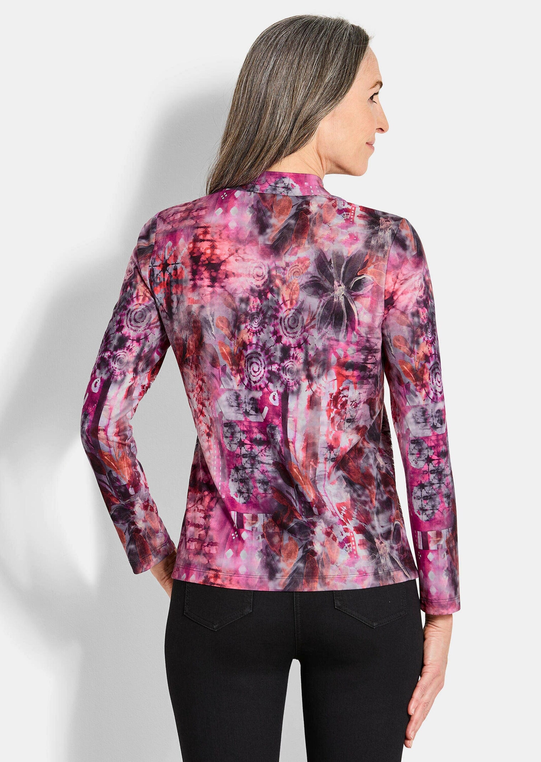GOLDNER Kurzarmshirt »Kurzgröße Jersey-Shirt mit Glanzdetails«