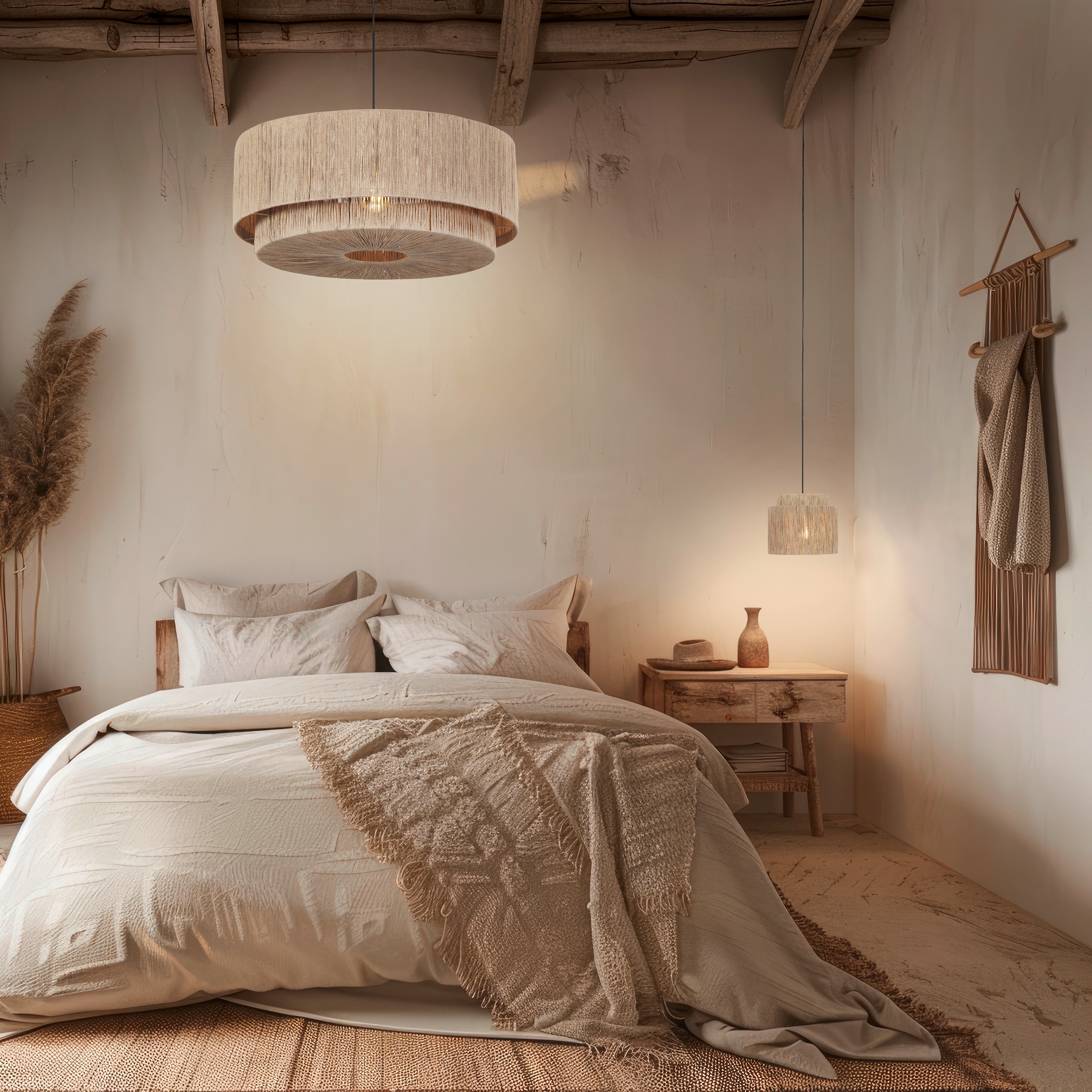 TRIO Leuchten Pendelleuchte »SMILLA, runde Hängelampe mit Jute Lampenschirm Ø 31 cm Höhe 150cm« E27 1 Stk. warmweiß - kaltweiß exkl 1x E27 max 10W, Hängeleuchte Küche Schlafzimmer Esszimmer