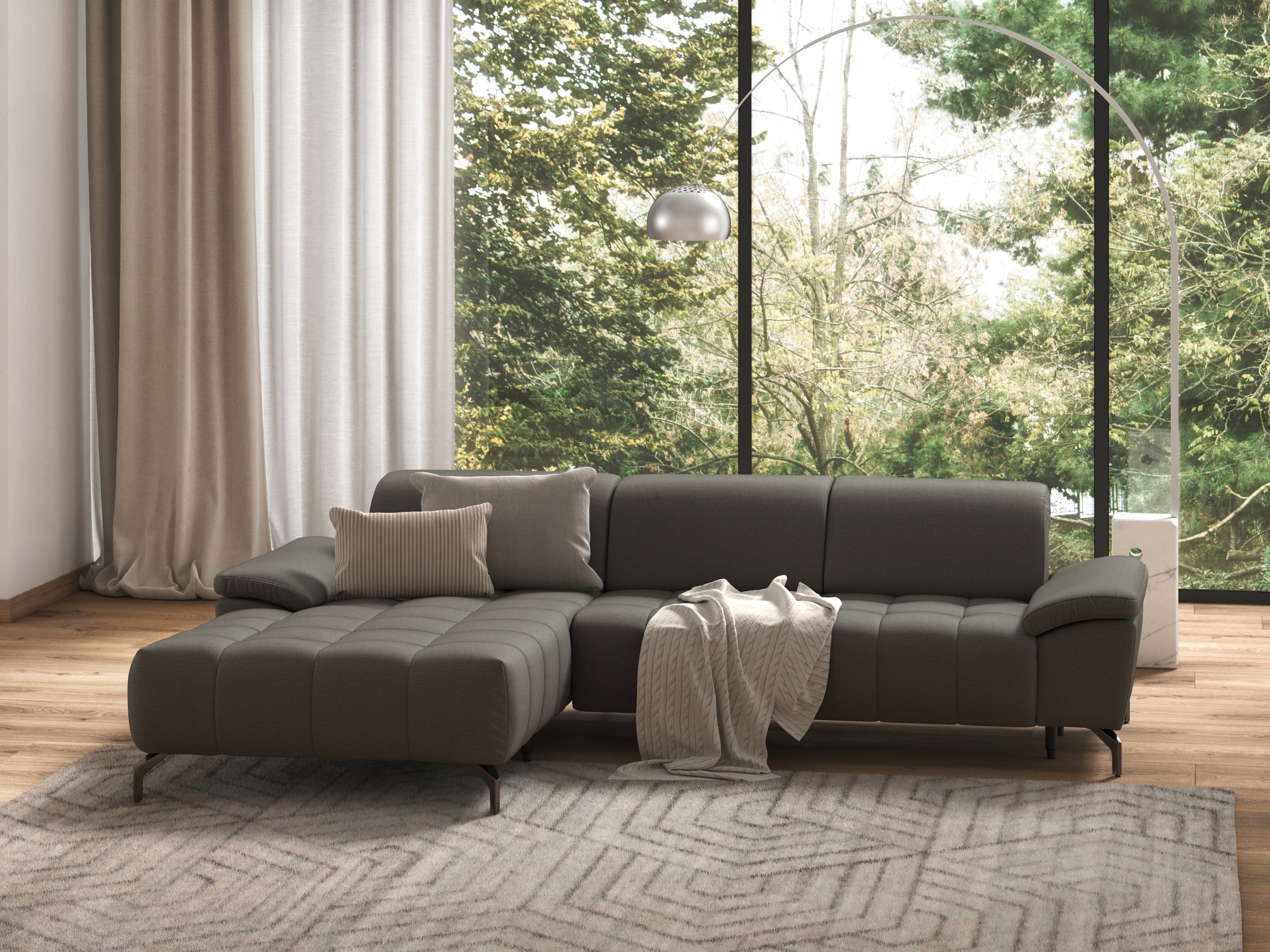 sit&more Ecksofa "Cool L-Form" wahlweise mit Kopfteilverstellung und Vorziehsitz, motorisch
