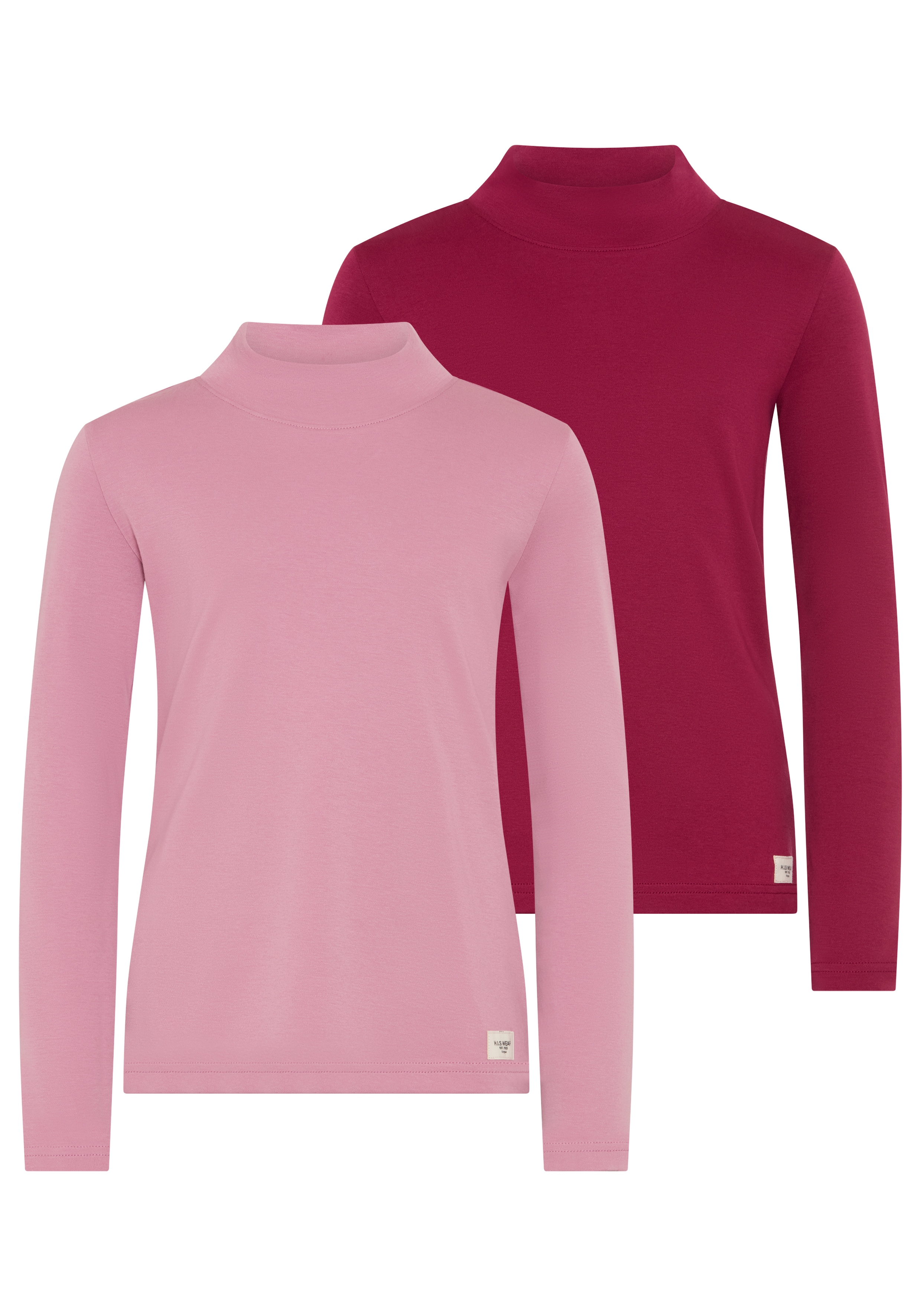 H.I.S Langarmshirt "2er Packung Shirts in Interlockware" Packung, 2, mit Langarm, mit Rollkragen und Rundhalsausschnitt, unifarben