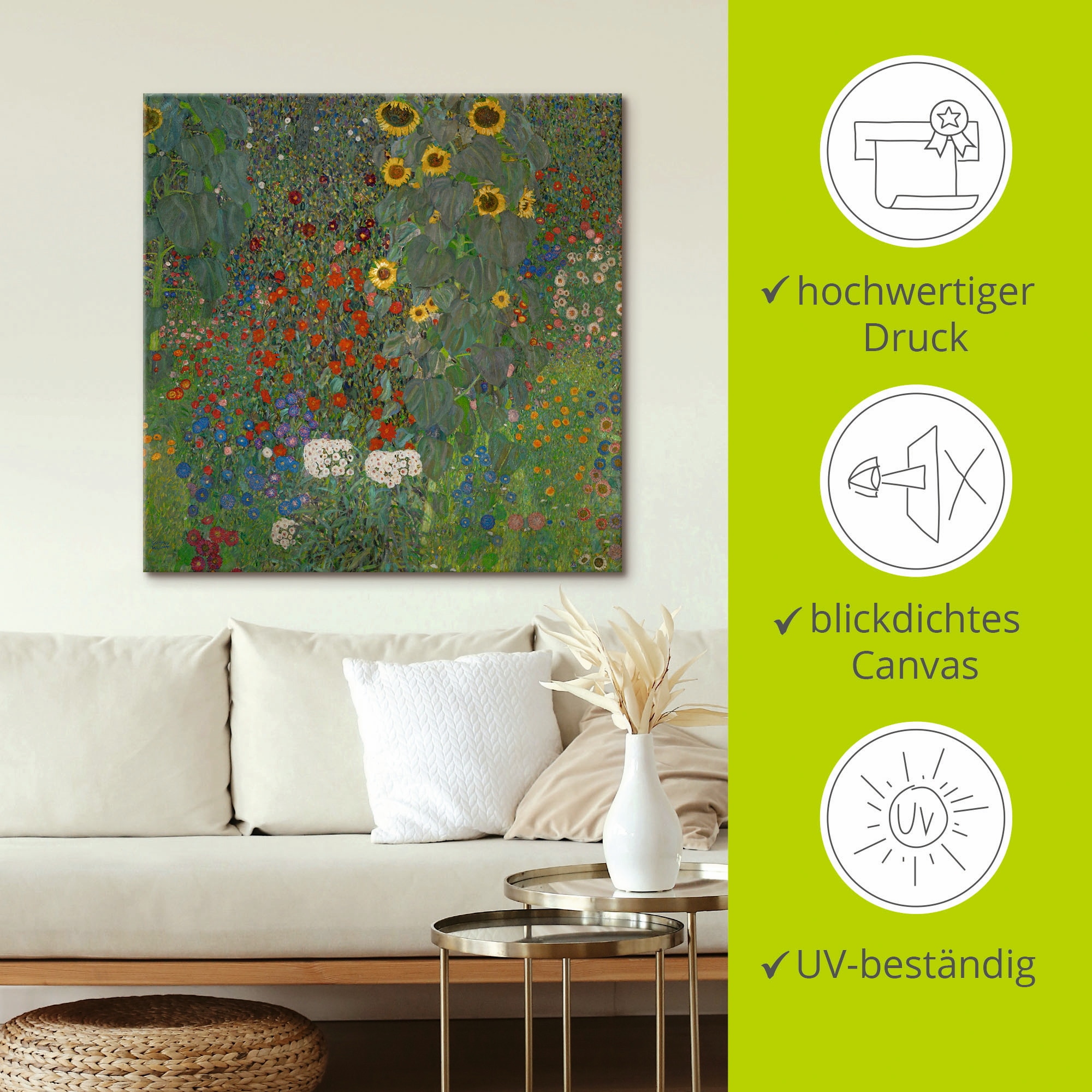 Artland Wandbild »Garten mit Sonnenblumen«, Blumenwiese, (1 St.), als Leinwandbild, Poster in verschied. Größen
