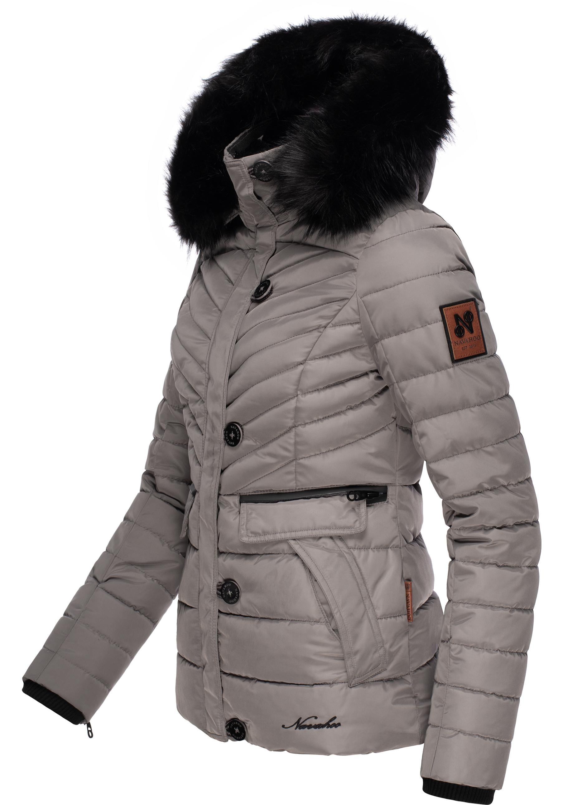Navahoo Winterjacke »Wisteriaa«, mit Kapuze, Warm gefütterte Steppjacke mit Kunstfell-Kapuze