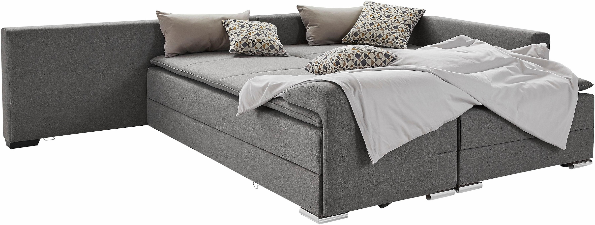INOSIGN Ecksofa »Night & Day L-Form mit Dauer-Schlaffunktion mit Armlehne«, mit Boxspring-Bettfunktion 180x200 cm und Bettkasten, Dauerschläfer!