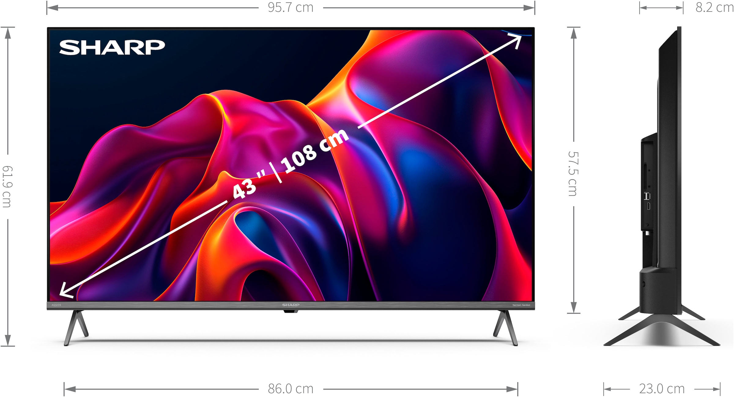 Sharp QLED-Fernseher »4T-C43GMx«, 4K Ultra HD, Smart-TV, 3.840 x 2.160 px Auflösung