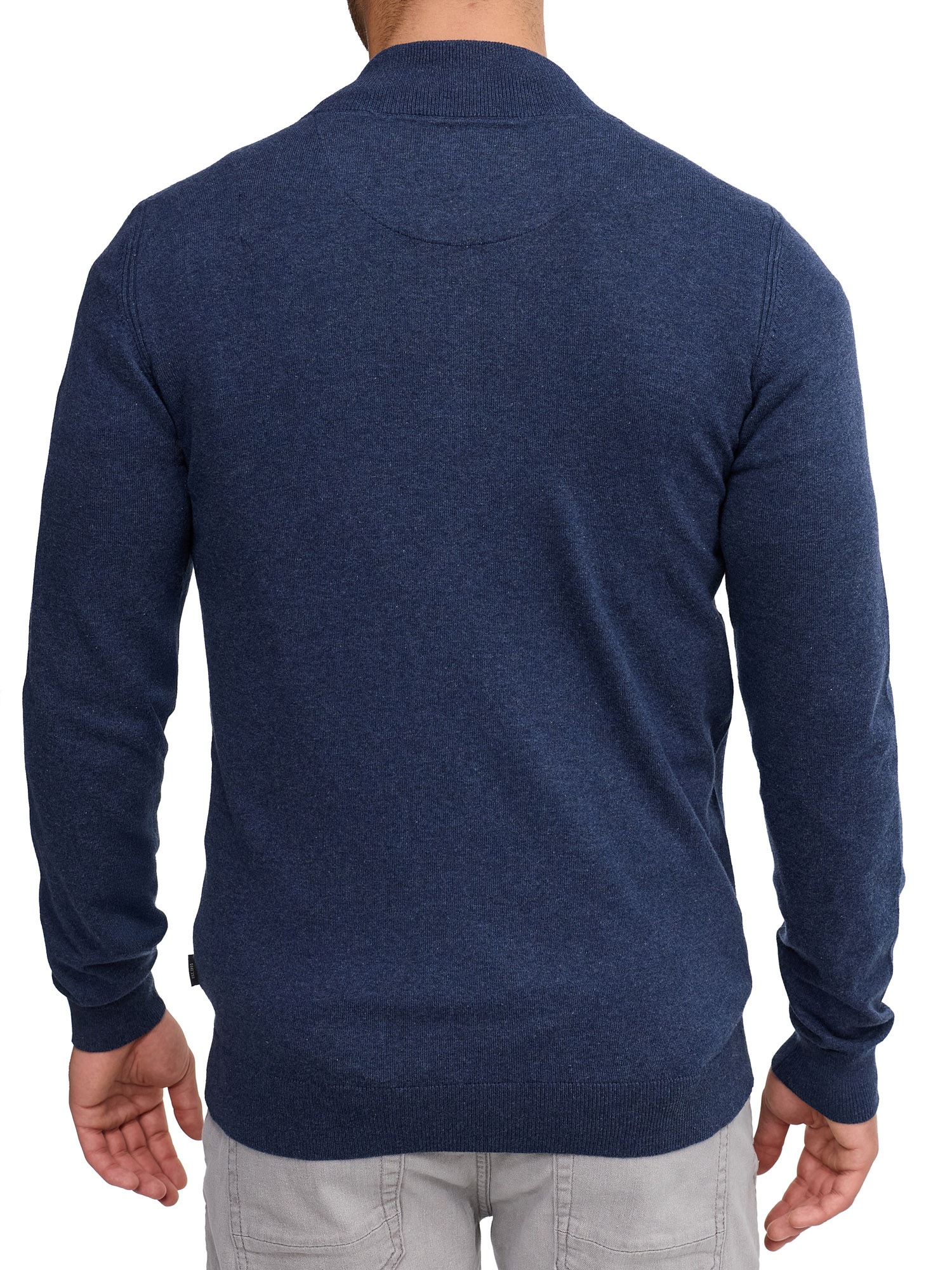 Strickjacke INDICODE "Tinos", Herren, Gr. M, blau (navy mix), Strick, Obermaterial: 80% Baumwolle, 20% Polyamid, unifarben, normal, hoch geschlossener Ausschnitt, Strickjacken Strickjacke 3