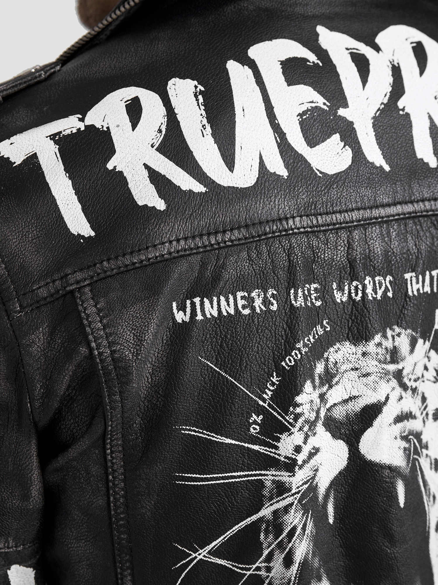 trueprodigy Lederjacke »Russell mit Nieten, Print und Waschung« ohne Kapuze