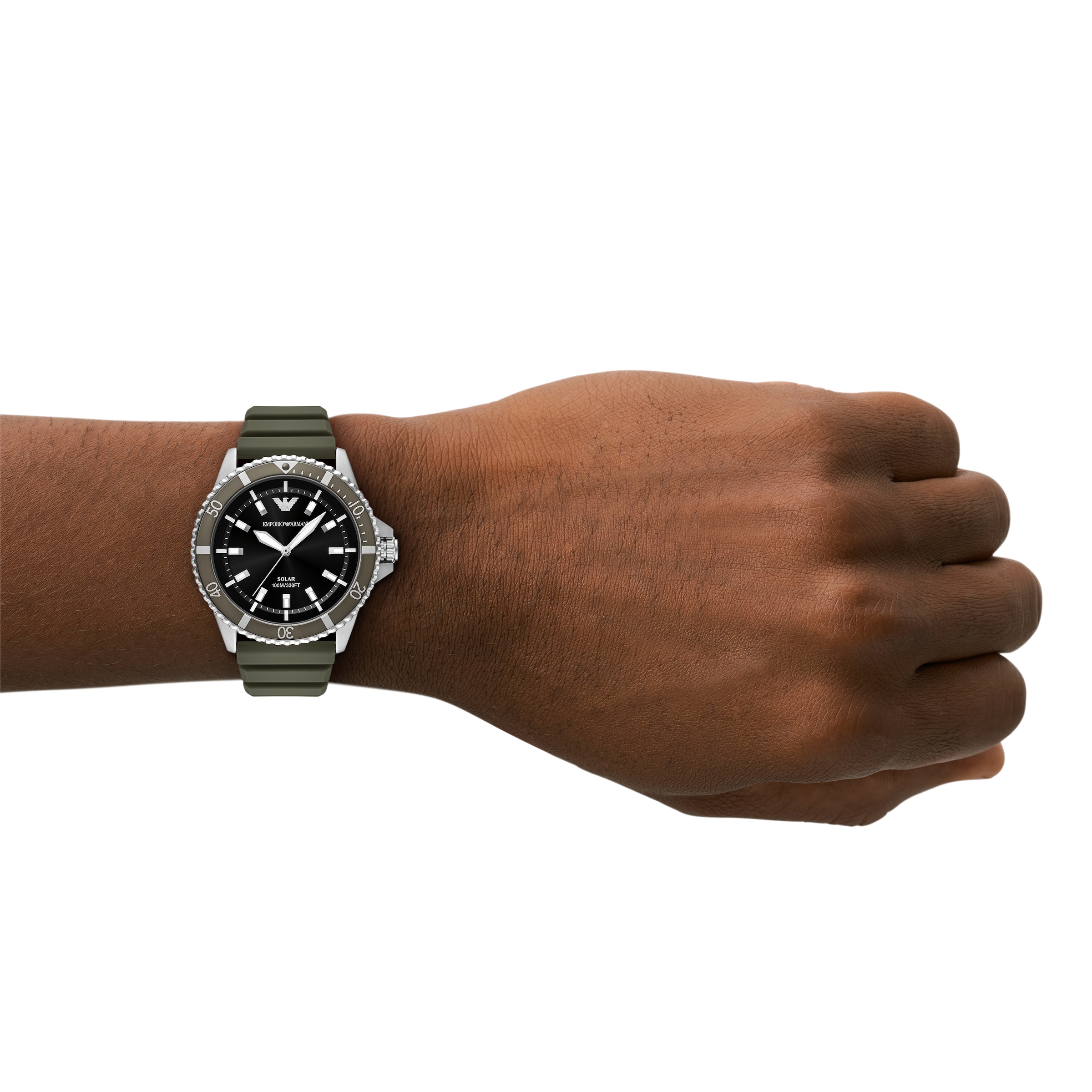Emporio Armani Solaruhr, Armbanduhr, Herrenuhr, Silikonarmband, analog, Tag, 12/24-Std.-Anzeige